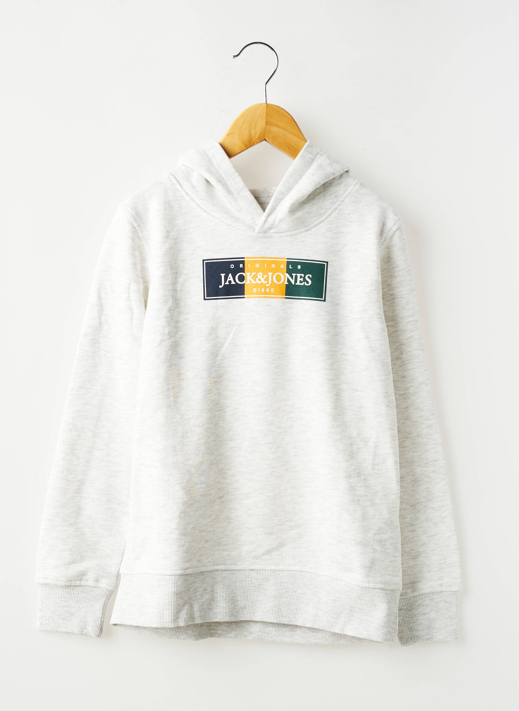 Sweat-shirt à capuche tissage molletoné manches longues gris JACK & JONES garçon