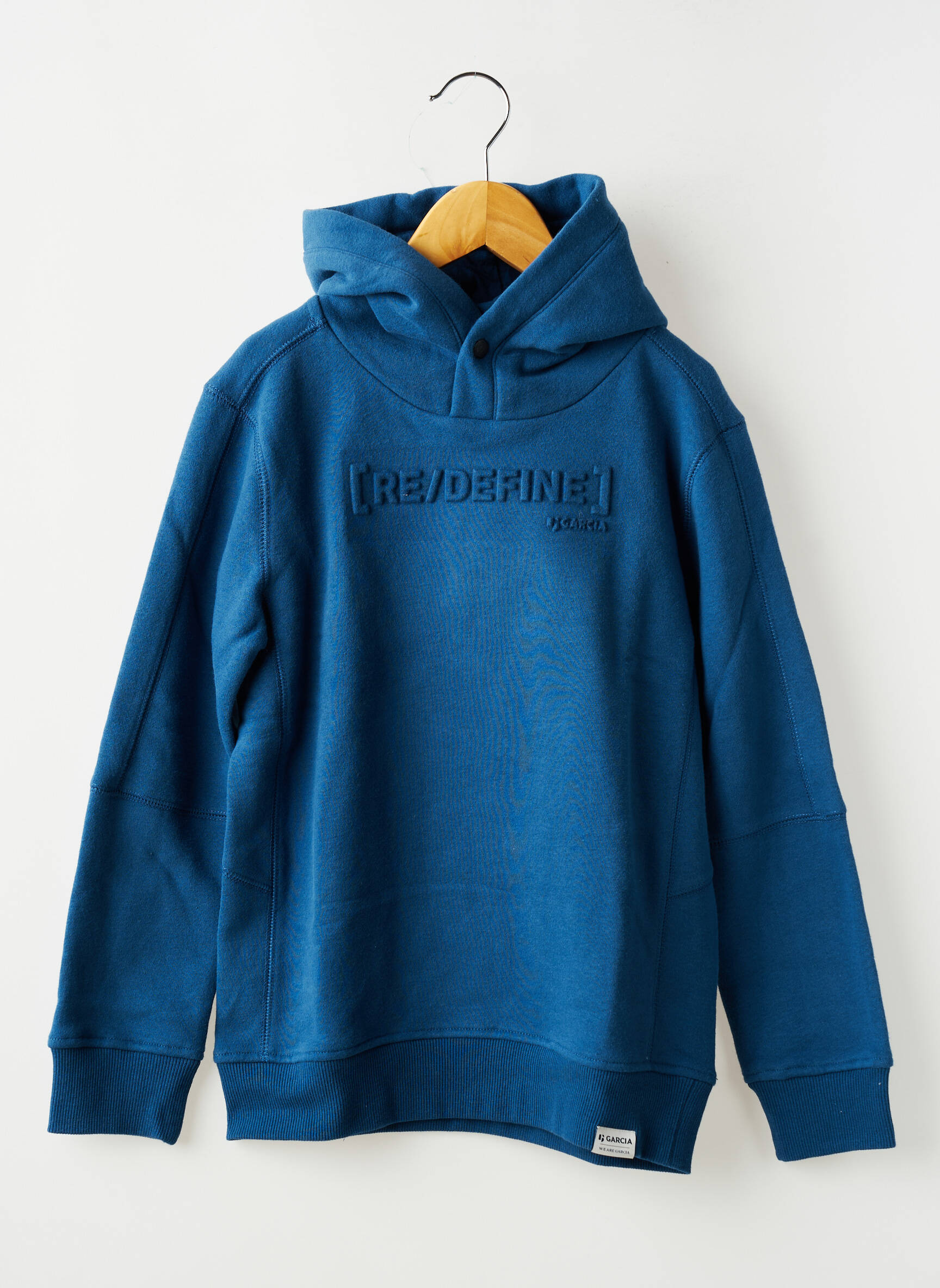 Sweat-shirt à capuche tissage molletoné manches longues bleu GARCIA garçon