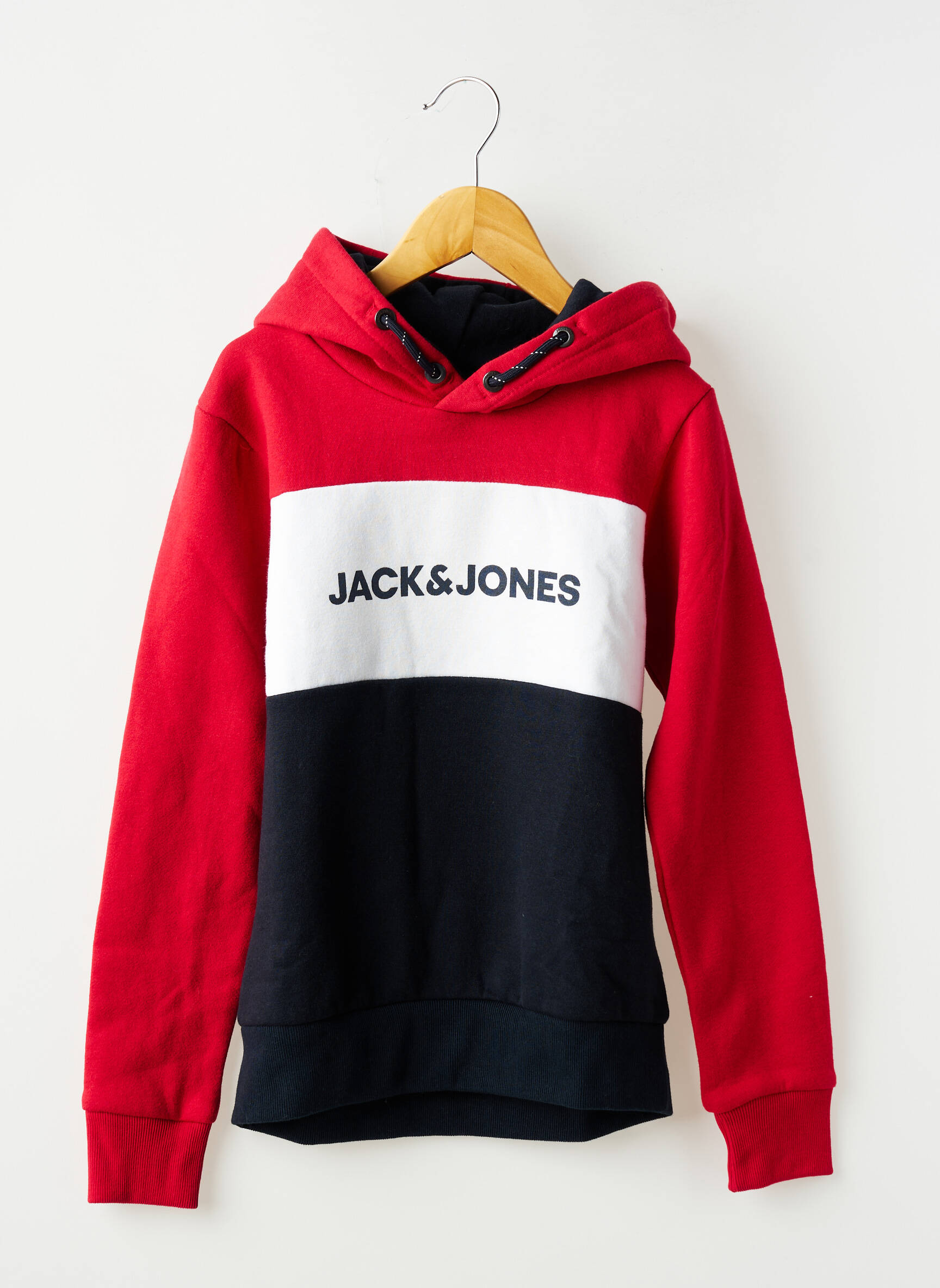 Sweat-shirt à capuche tissage molletoné manches longues rouge JACK & JONES garçon