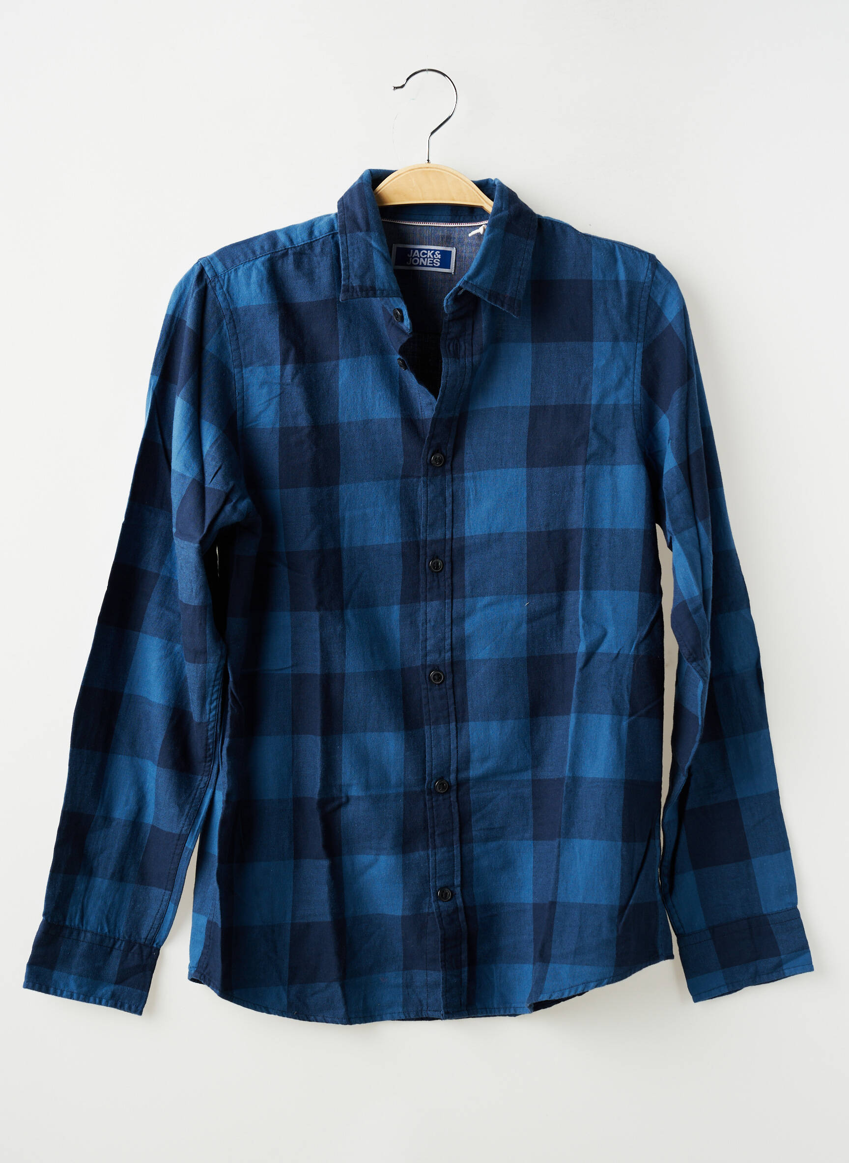 Chemise manches longues tissage popeline bleu JACK & JONES garçon