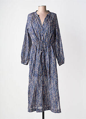 Robe longue manches longues manches longues bleu GRACE & MILA femme
