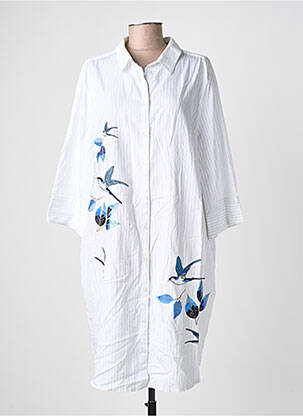 Robe mi-longue manches 3/4 manches 3/4 bleu CREAM femme
