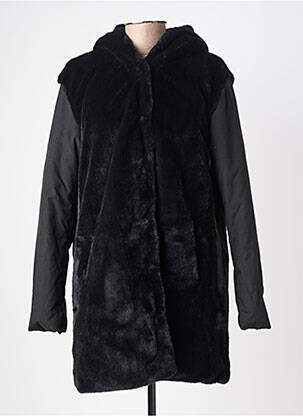 Manteau long fermeture pressionnée a capuche noir GUXY femme