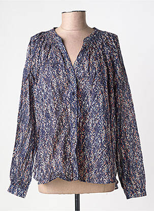 Chemisier coupe droite manches longues bleu GRACE & MILA femme