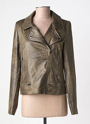 Veste casual tissage suedine vert LAURA JO femme