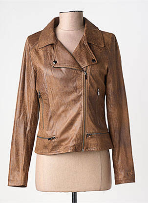 Veste casual tissage suedine marron LAURA JO femme