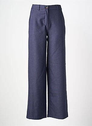 Pantalon large fermeture zippée sous rabat boutonné taille haute bleu LA FEE MARABOUTEE femme