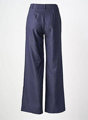 Pantalon large fermeture zippée sous rabat boutonné taille haute bleu LA FEE MARABOUTEE femme