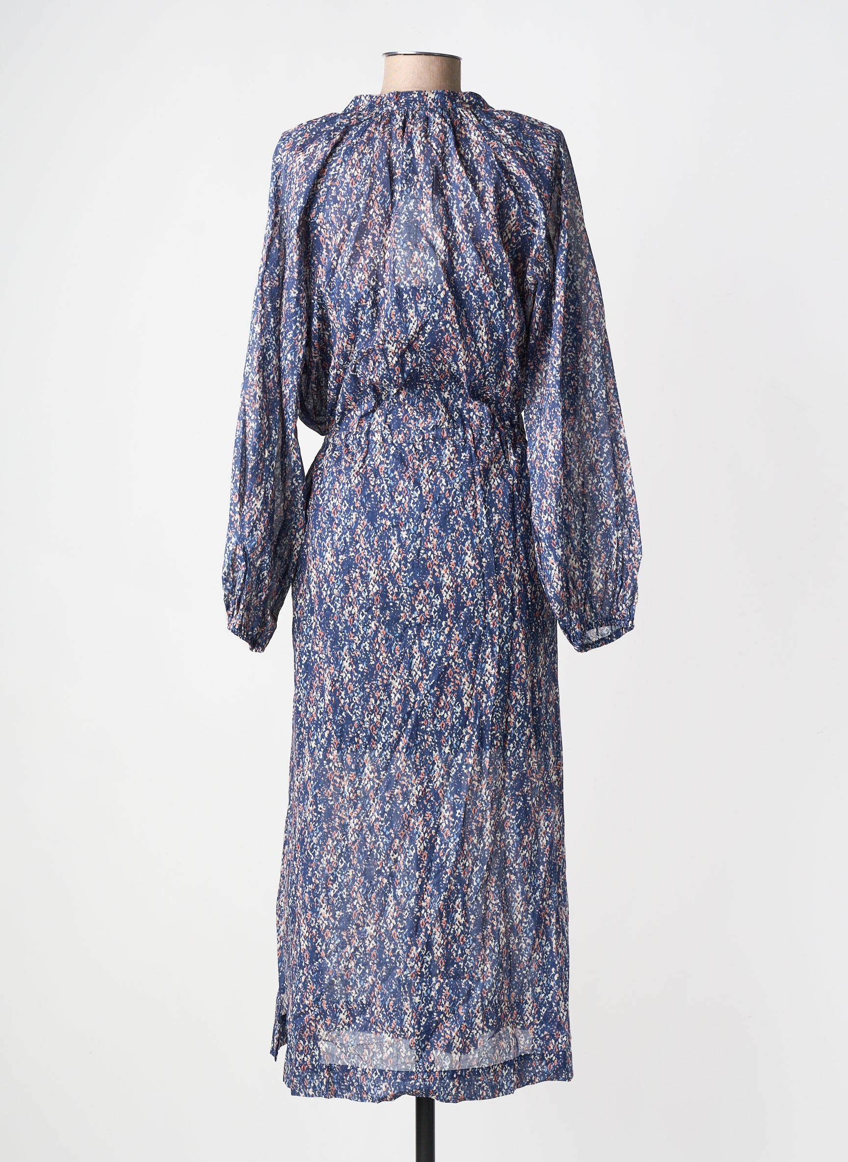 Robe longue manches longues manches longues bleu GRACE & MILA femme