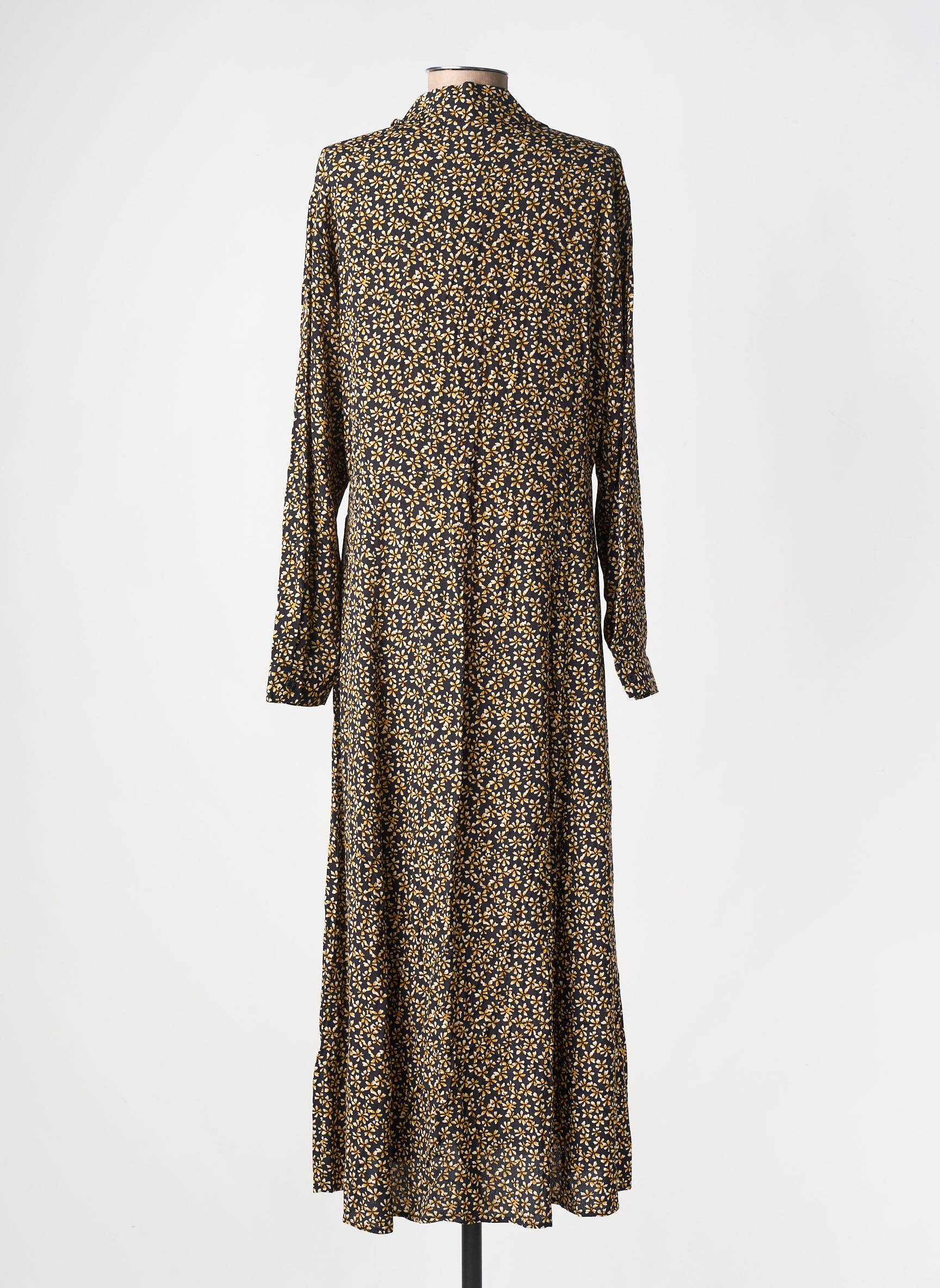 Robe longue manches longues manches longues noir YERSE femme