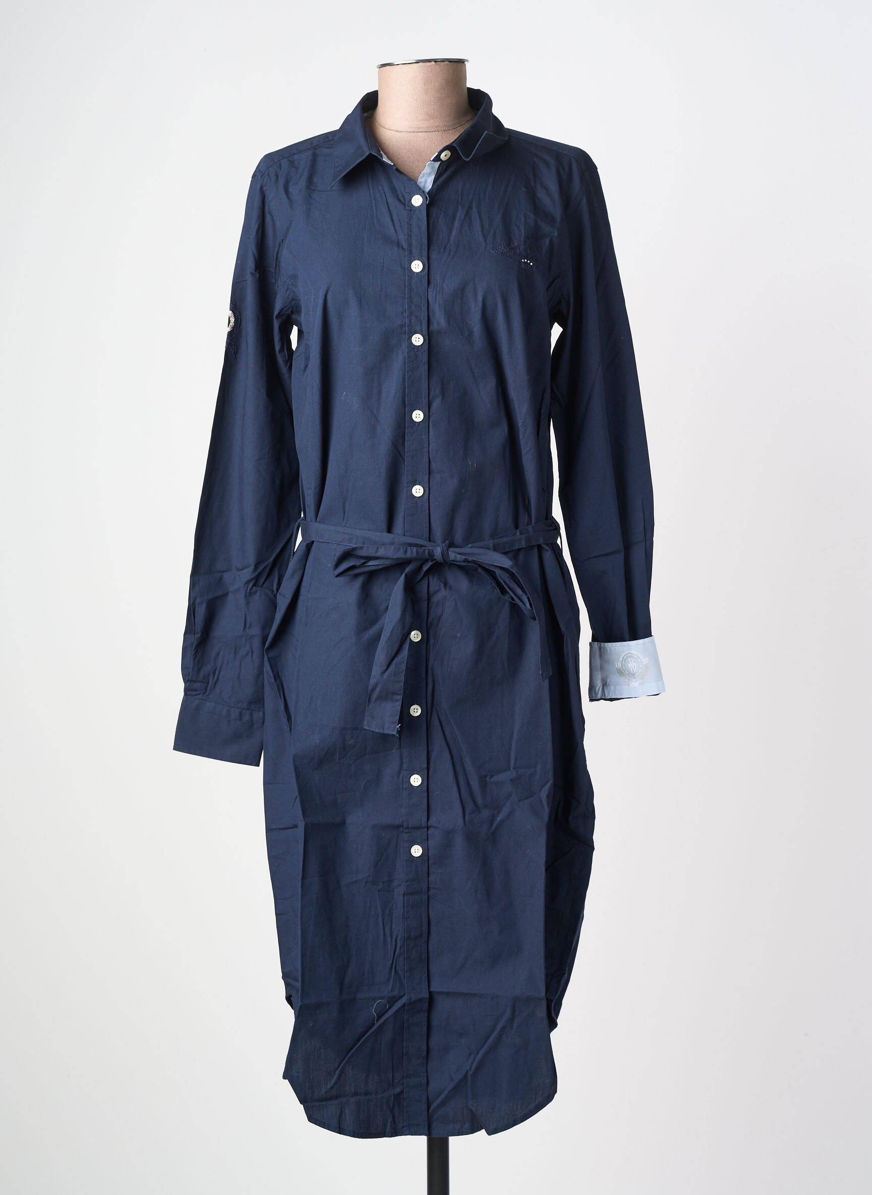 Robe mi-longue manches longues manches longues bleu BLACK WELLIS femme