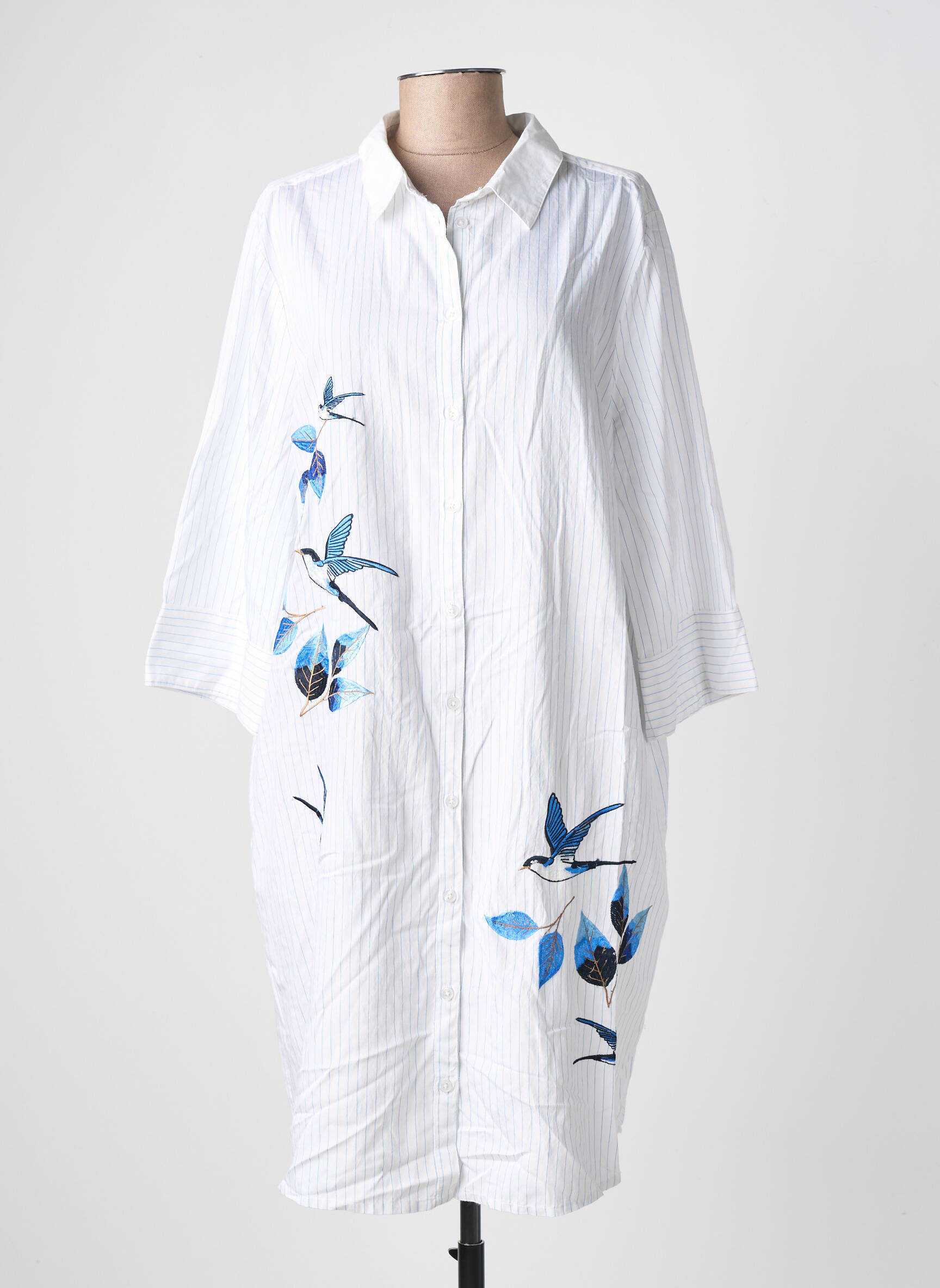 Robe mi-longue manches 3/4 manches 3/4 bleu CREAM femme