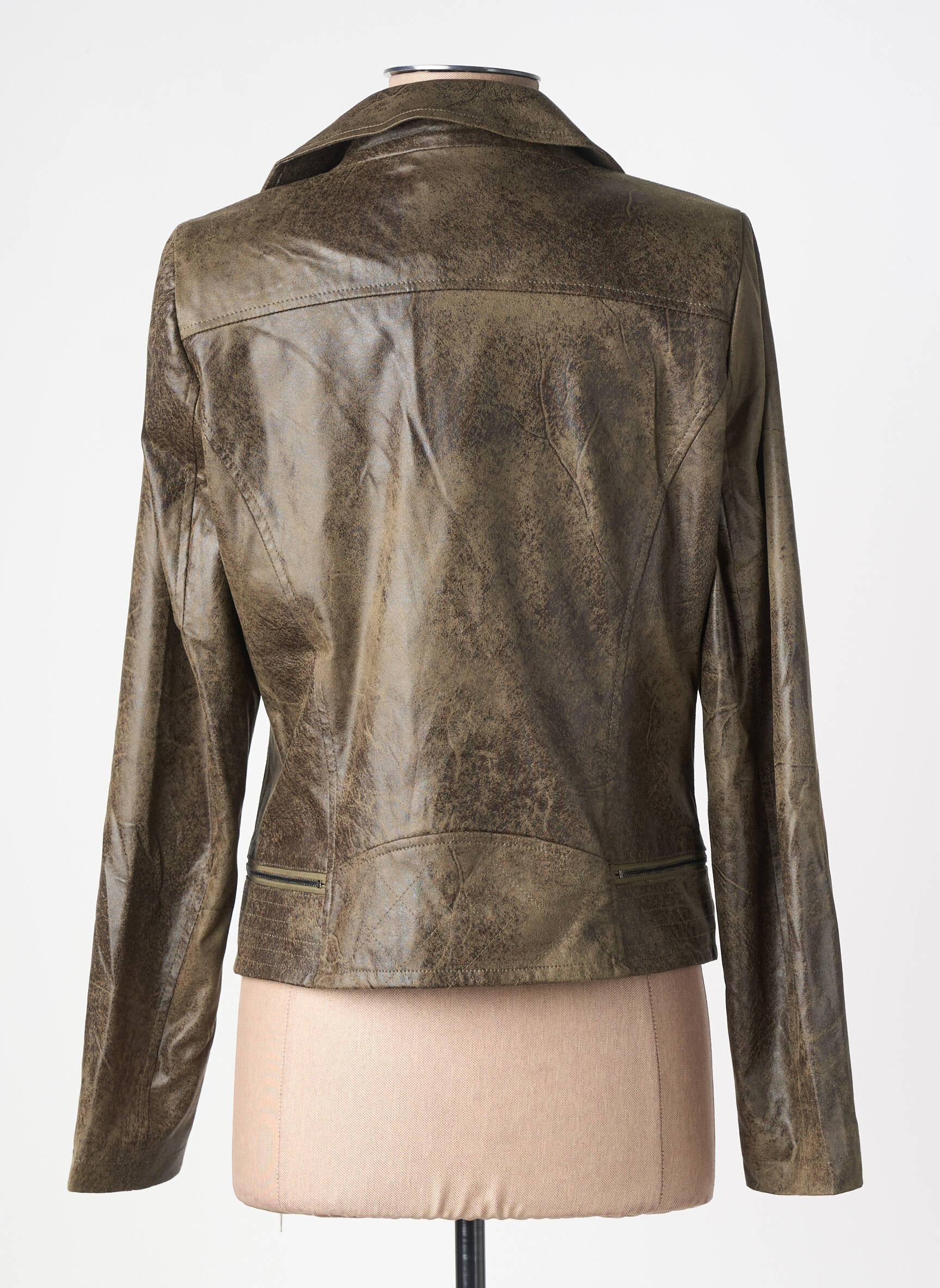 Veste casual tissage suedine vert LAURA JO femme