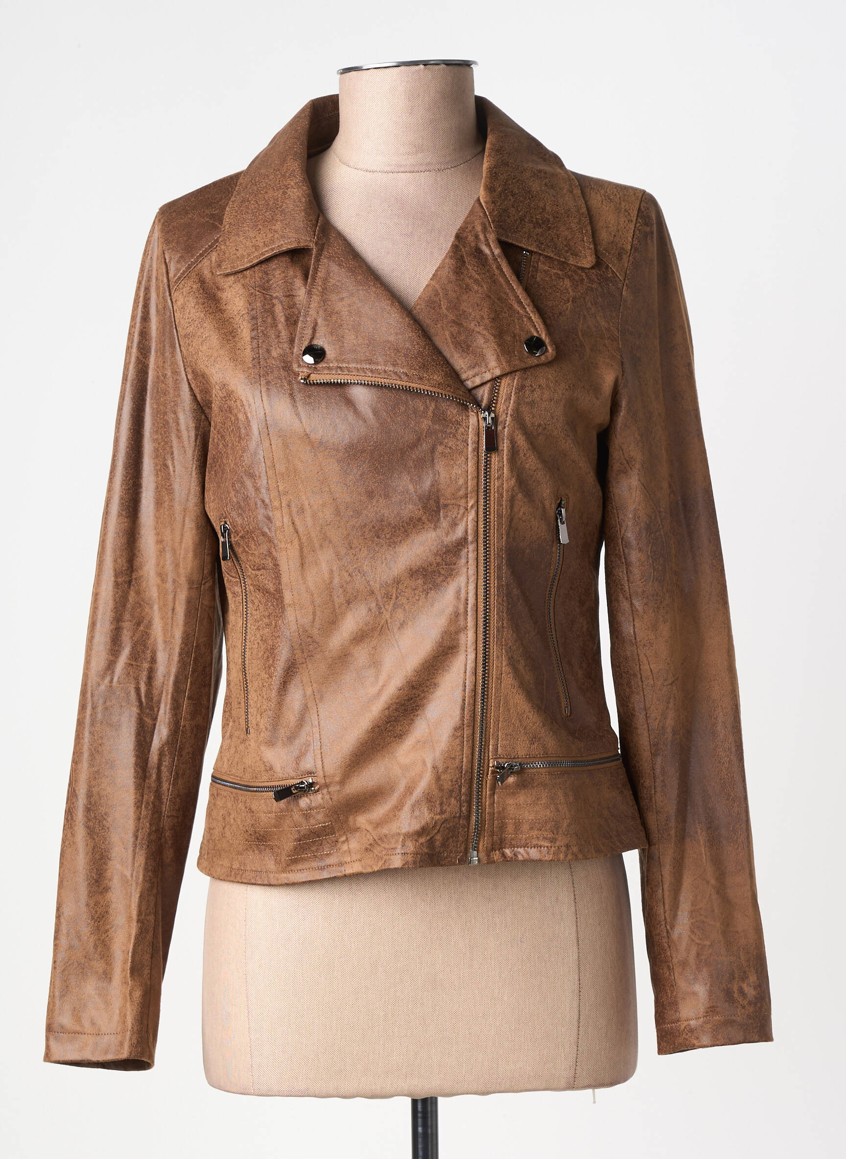 Veste casual tissage suedine marron LAURA JO femme
