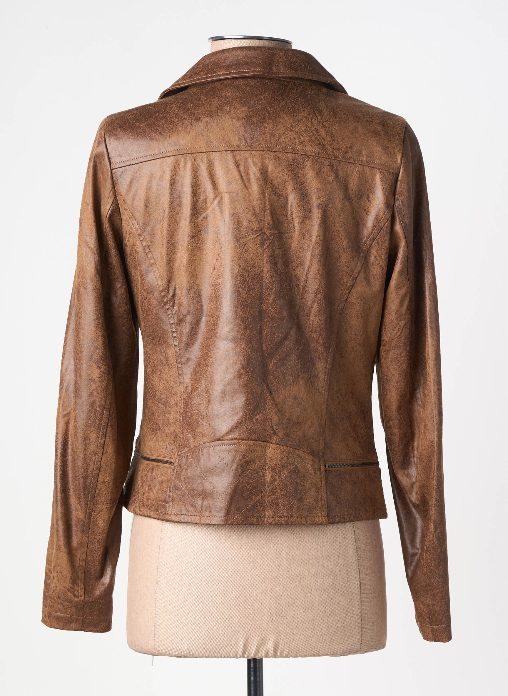 Veste casual tissage suedine marron LAURA JO femme