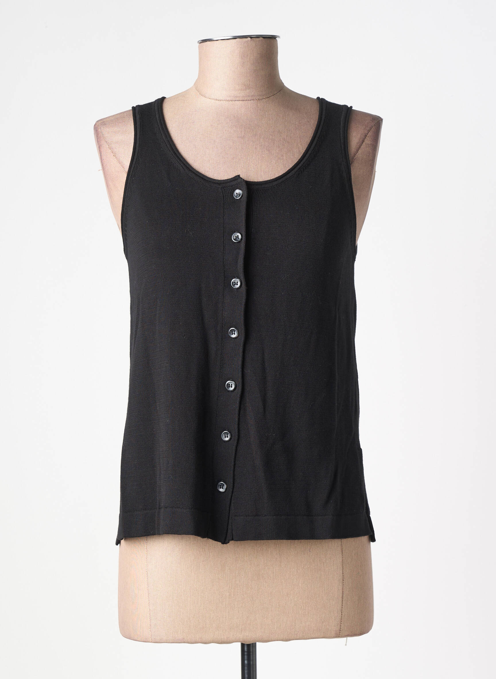 Gilet sans manche maille fine noir YERSE femme