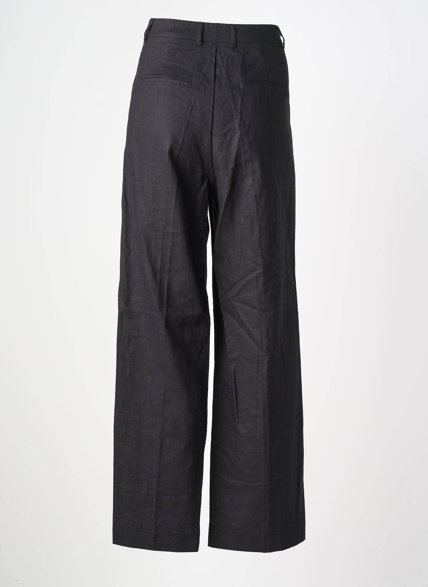 Pantalon large tissage crêpe taille haute noir GRACE & MILA femme