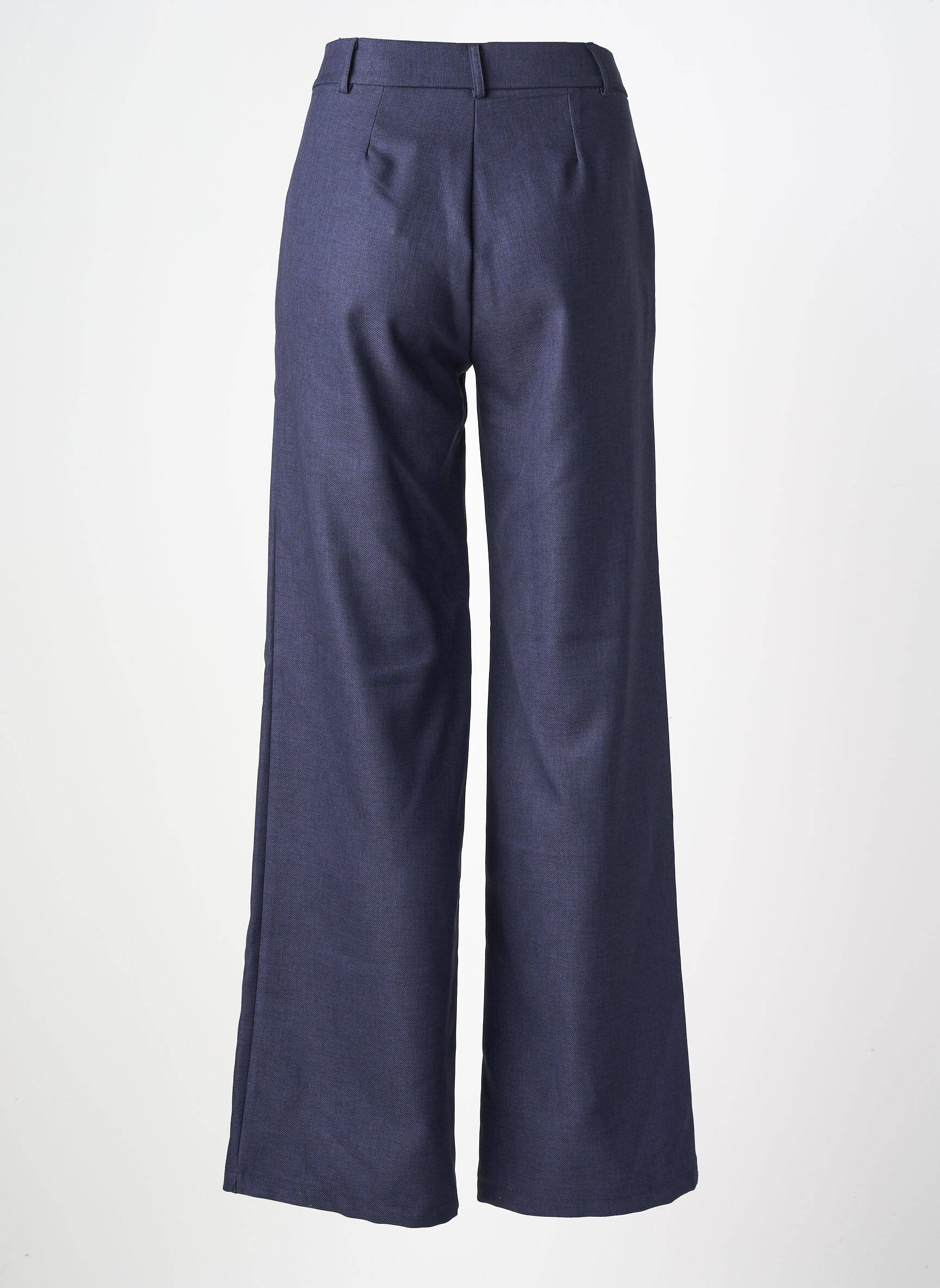 Pantalon large fermeture zippée sous rabat boutonné taille haute bleu LA FEE MARABOUTEE femme
