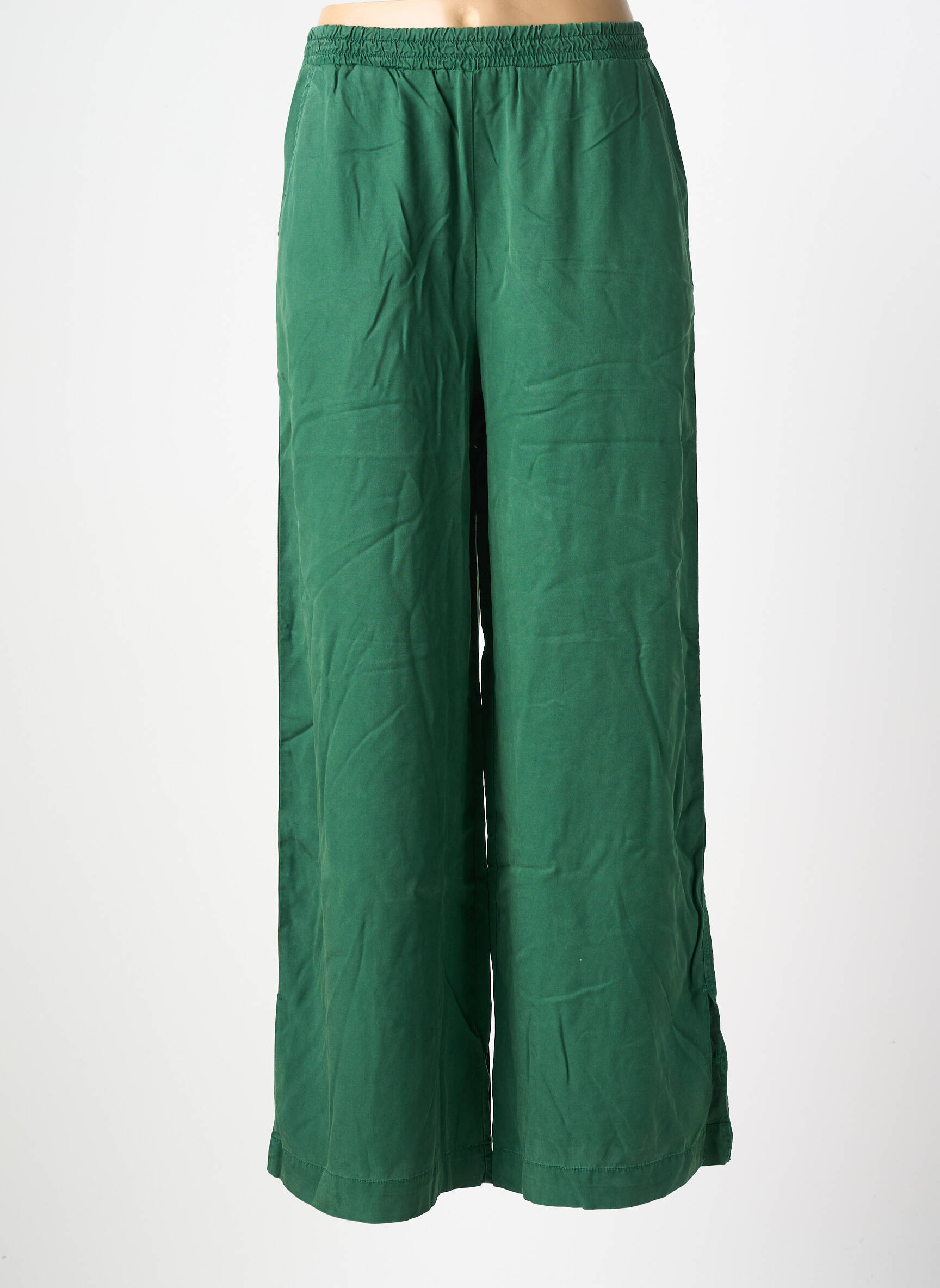 Pantalon large tissage popeline taille normale vert KANOPE femme