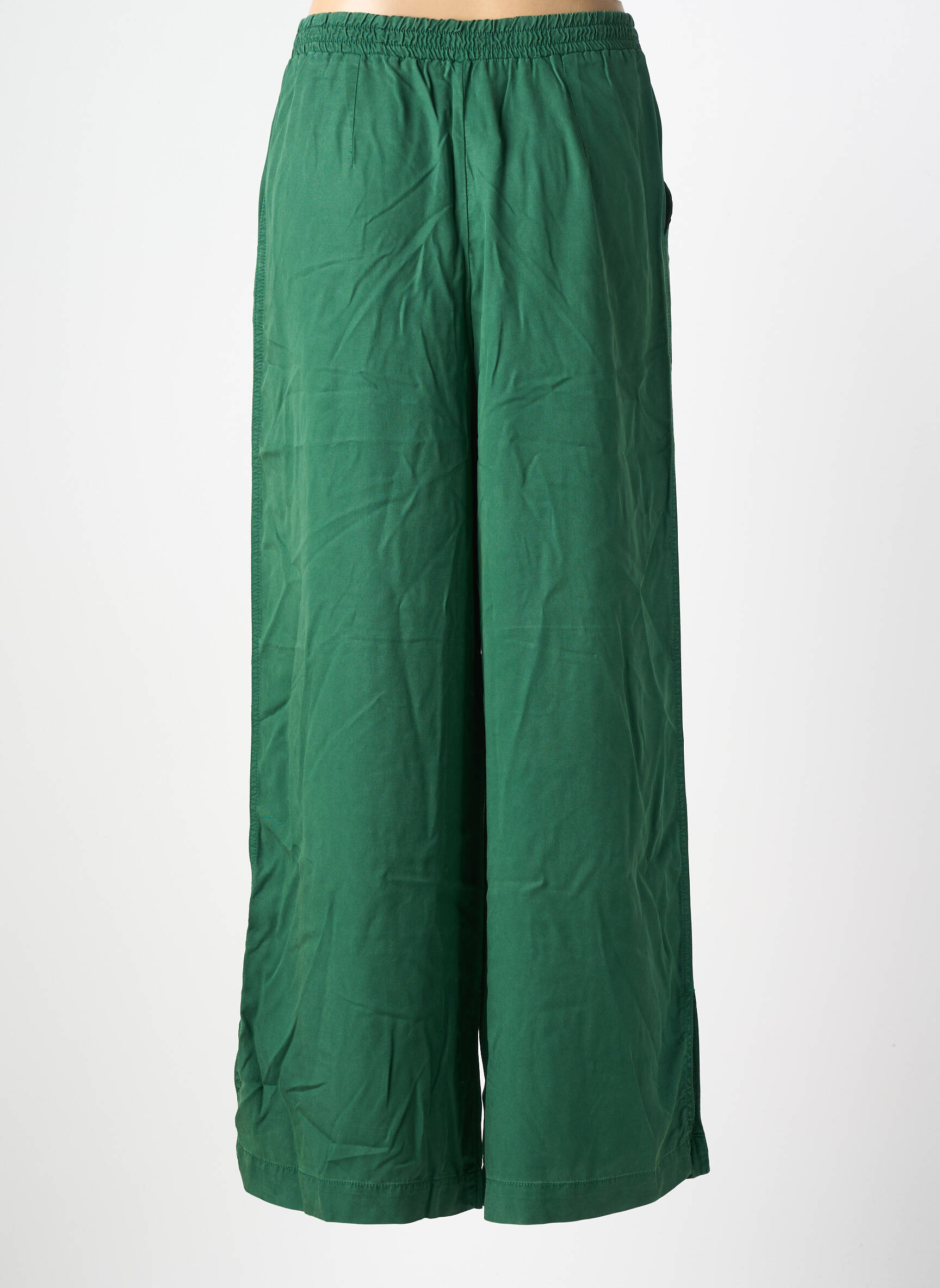 Pantalon large tissage popeline taille normale vert KANOPE femme