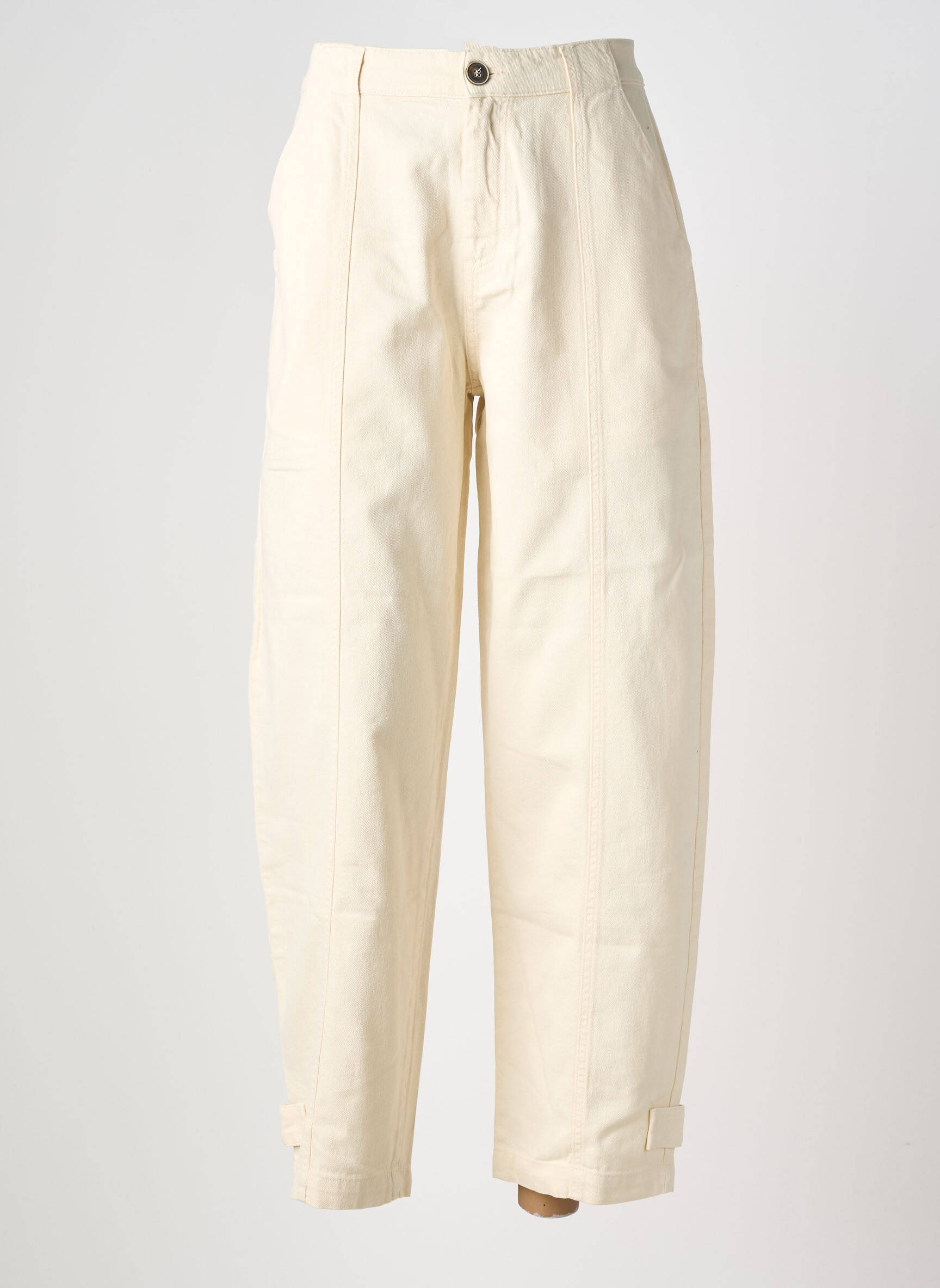 Jeans coupe large stretch taille haute beige YERSE femme