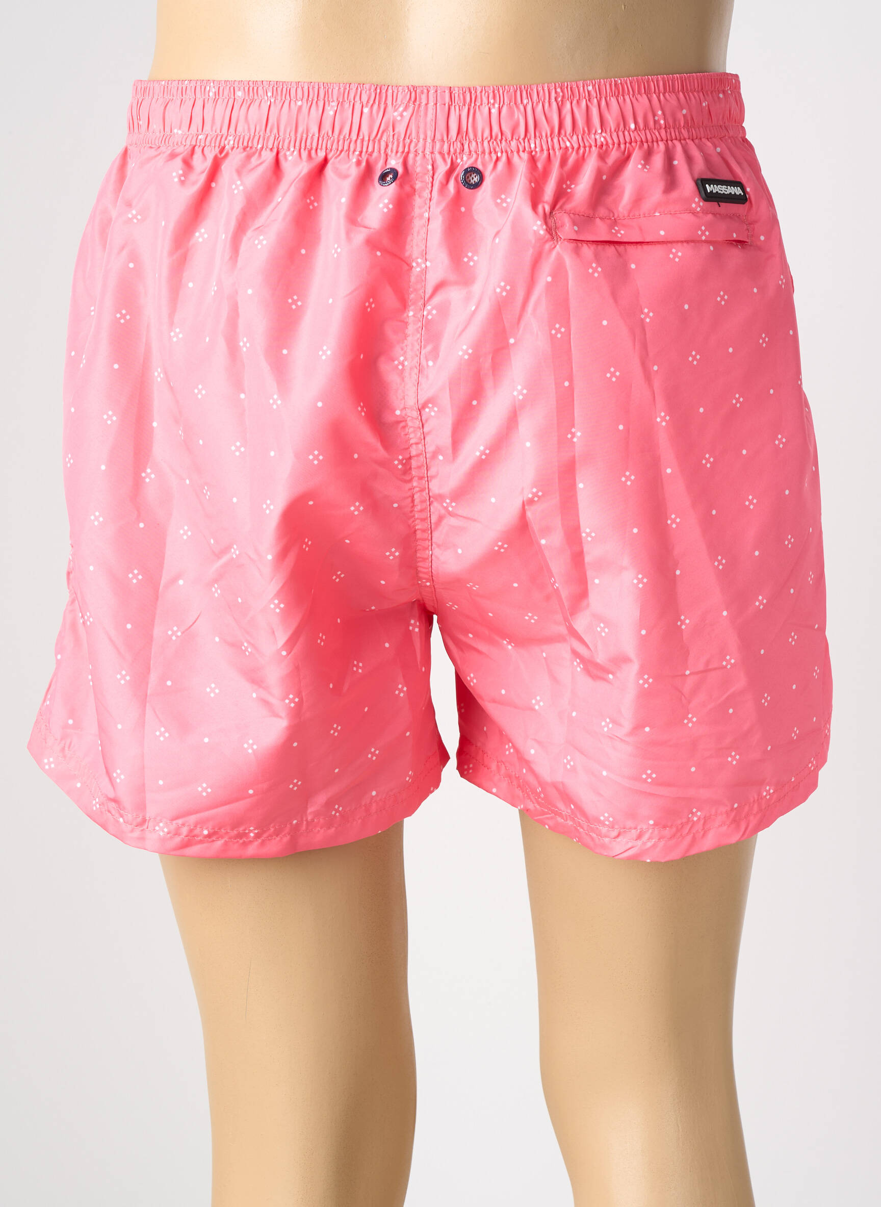 Short de bain tissage popeline rose MASSANA homme