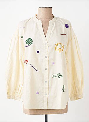 Chemisier tissage popeline manches 3/4 beige NICE THINGS femme
