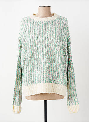 Pull tissage chiné manches longues vert LA FEE MARABOUTEE femme