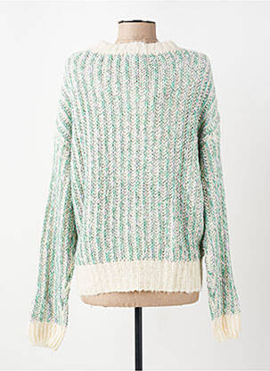 Pull tissage chiné manches longues vert LA FEE MARABOUTEE femme