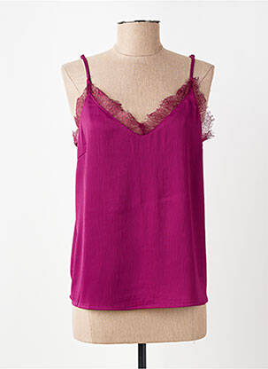 Top tissage crêpe fines bretelles violet MOLLY BRACKEN femme