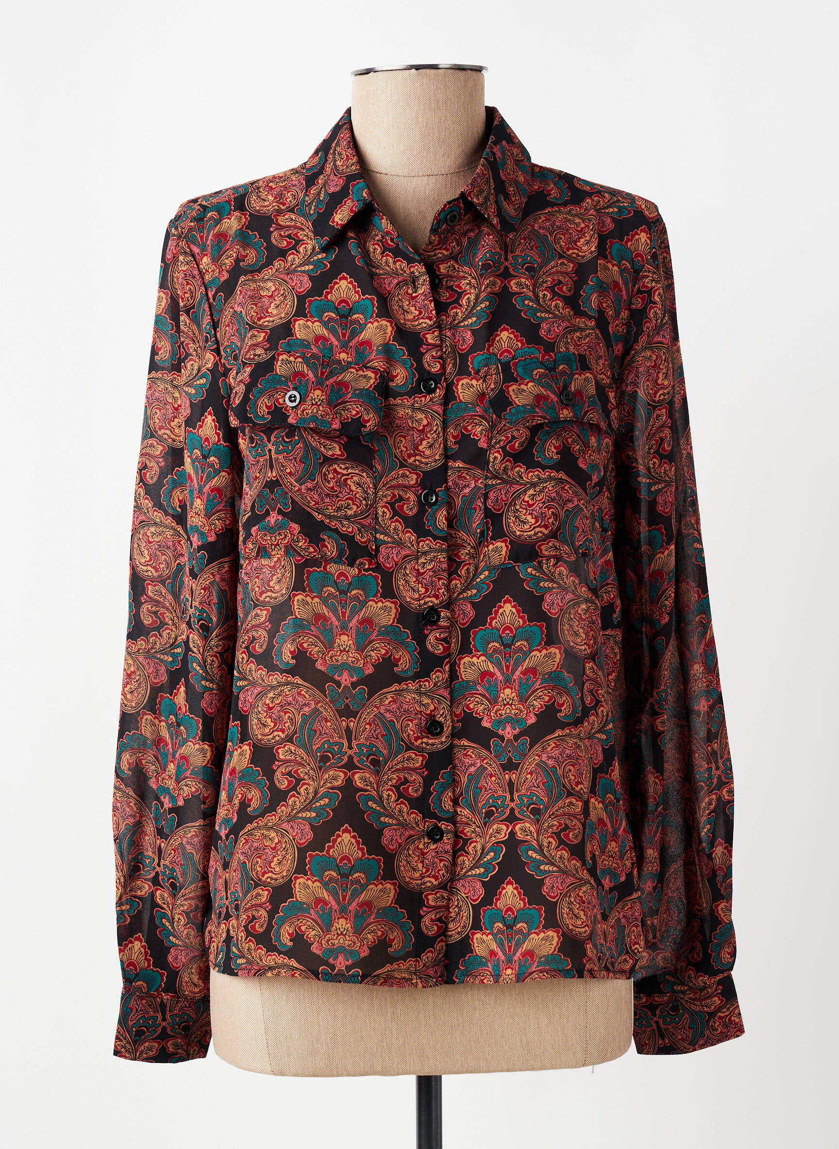 Chemisier imprimé fleurs manches longues noir MOLLY BRACKEN femme
