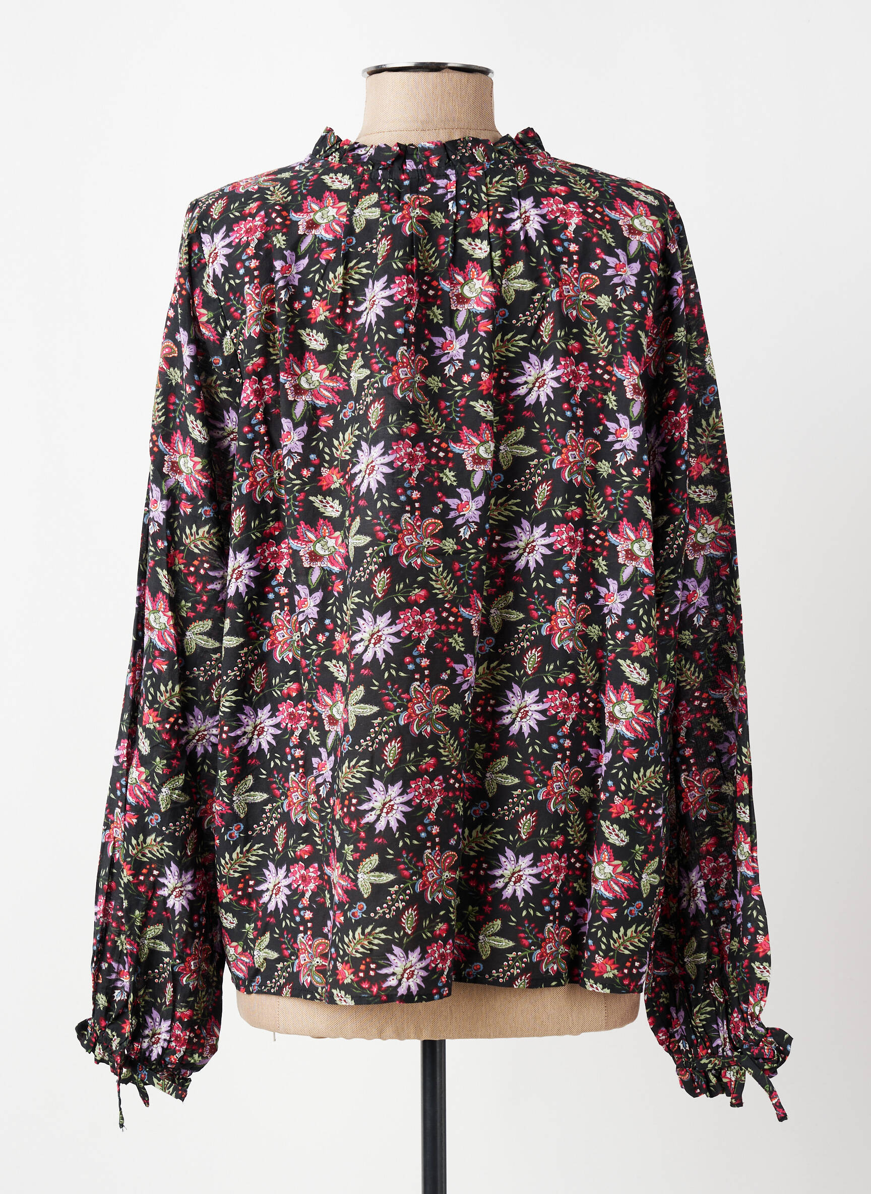 Blouse tissage popeline manches longues noir MOLLY BRACKEN femme