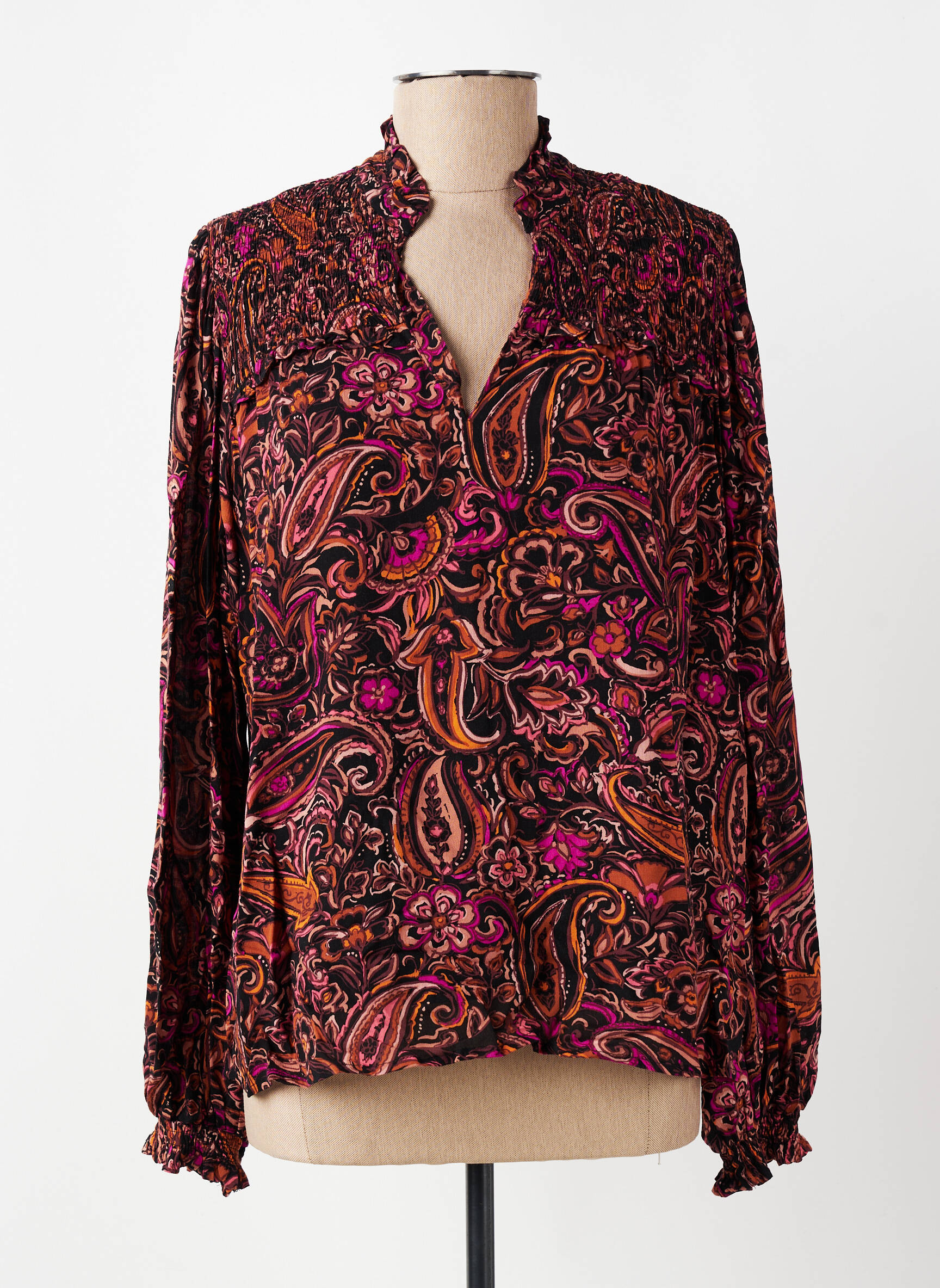 Blouse tissage popeline manches longues violet LA PETITE ETOILE femme