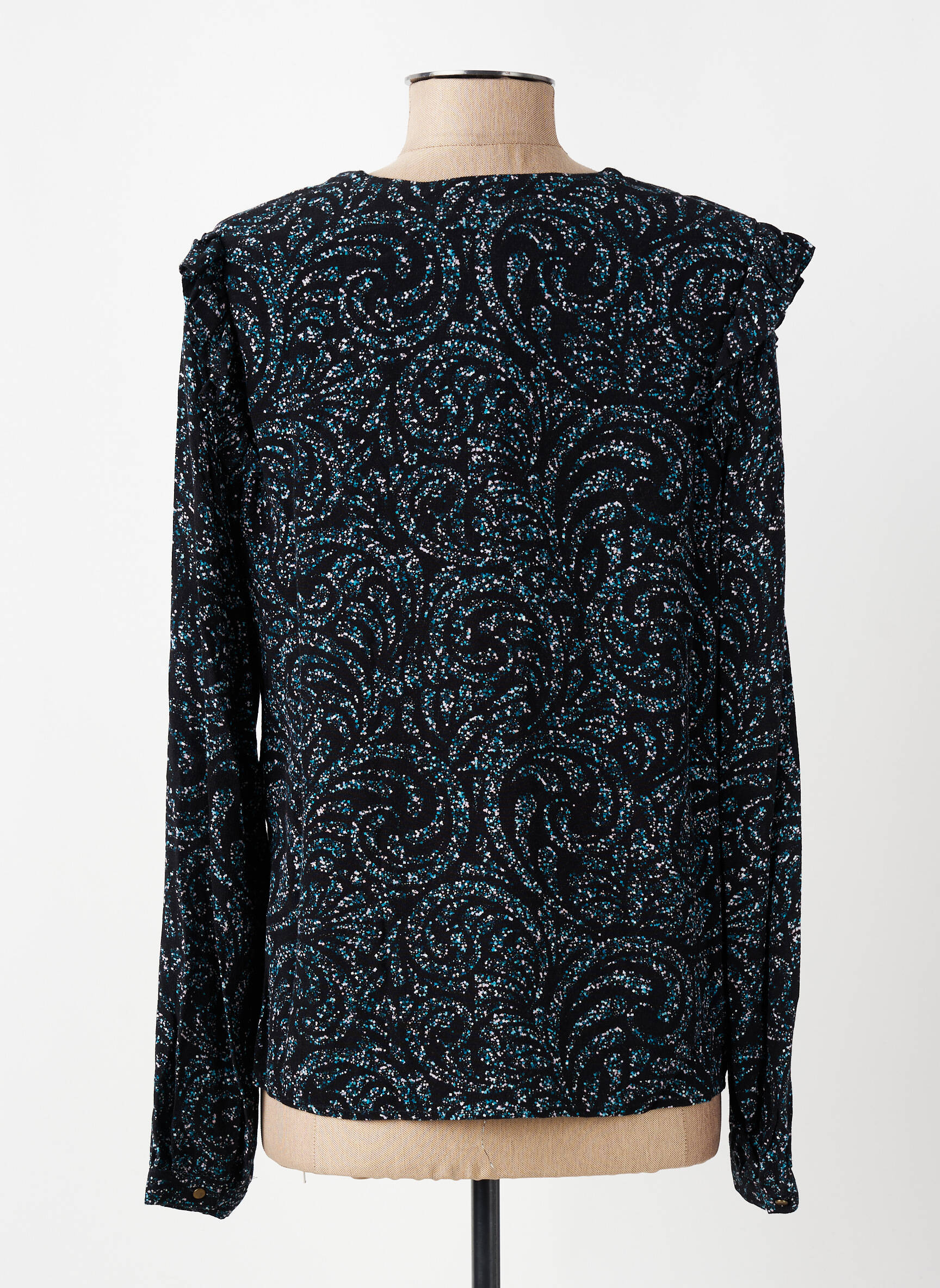 Blouse imprimé fantaisie manches longues noir LA FEE MARABOUTEE femme