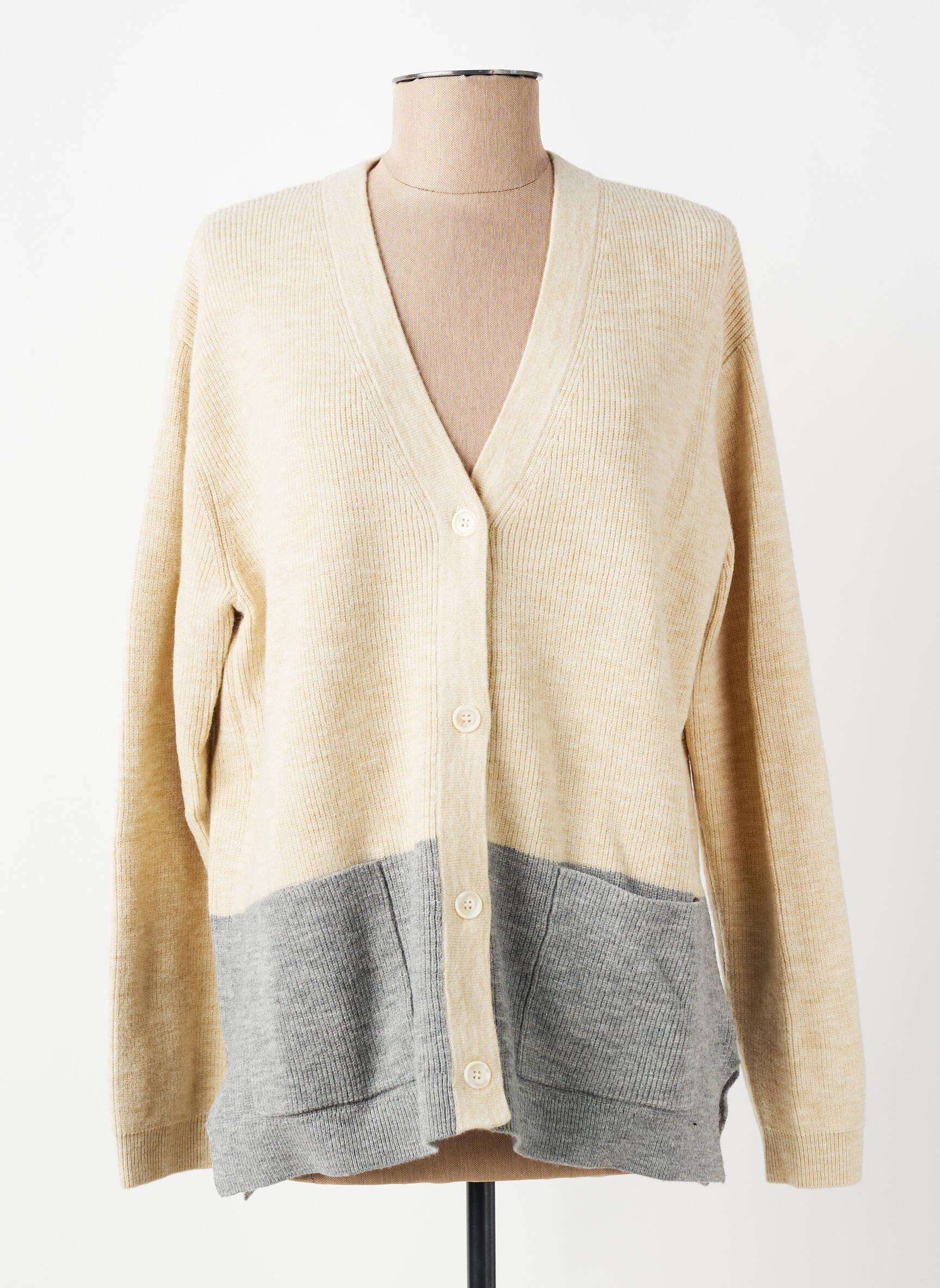 Gilet manches longues resserrée sur le bas beige NICE THINGS femme
