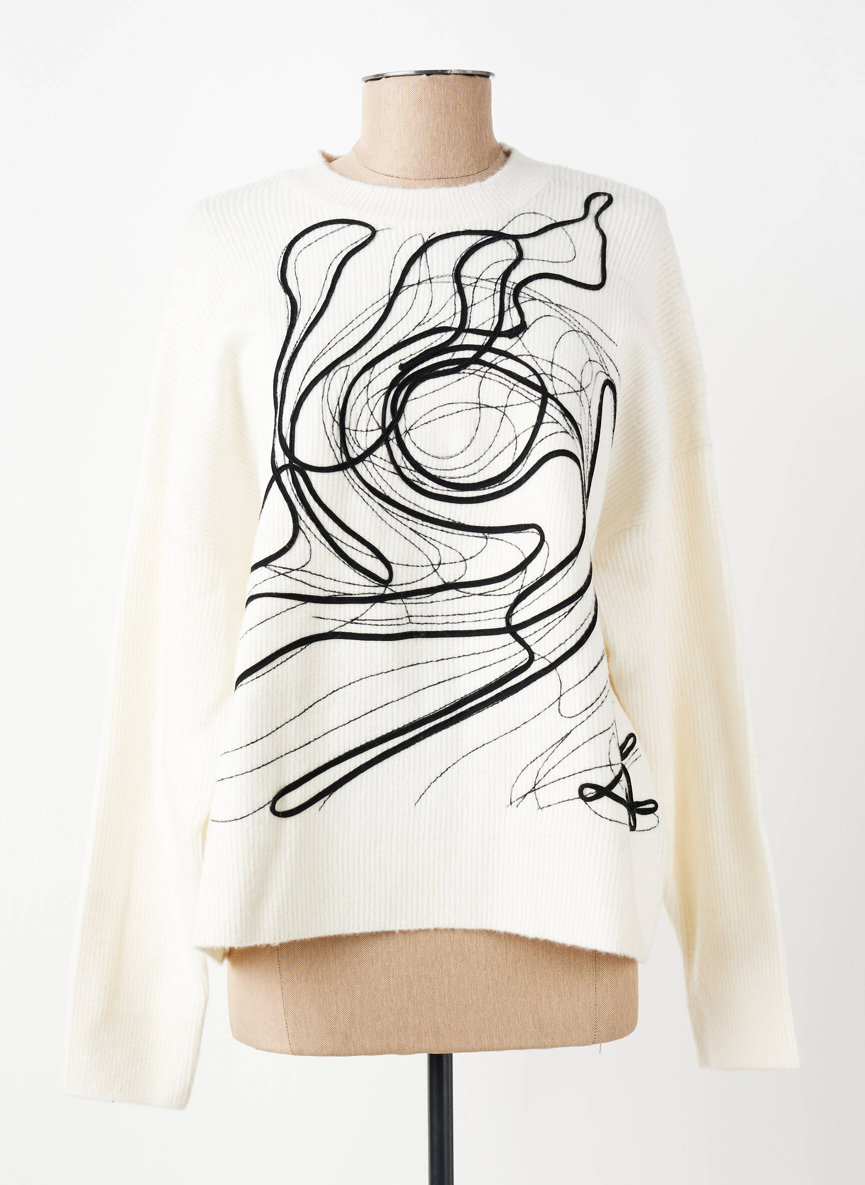 Pull resserrée sur le bas manches longues beige DESIGUAL femme