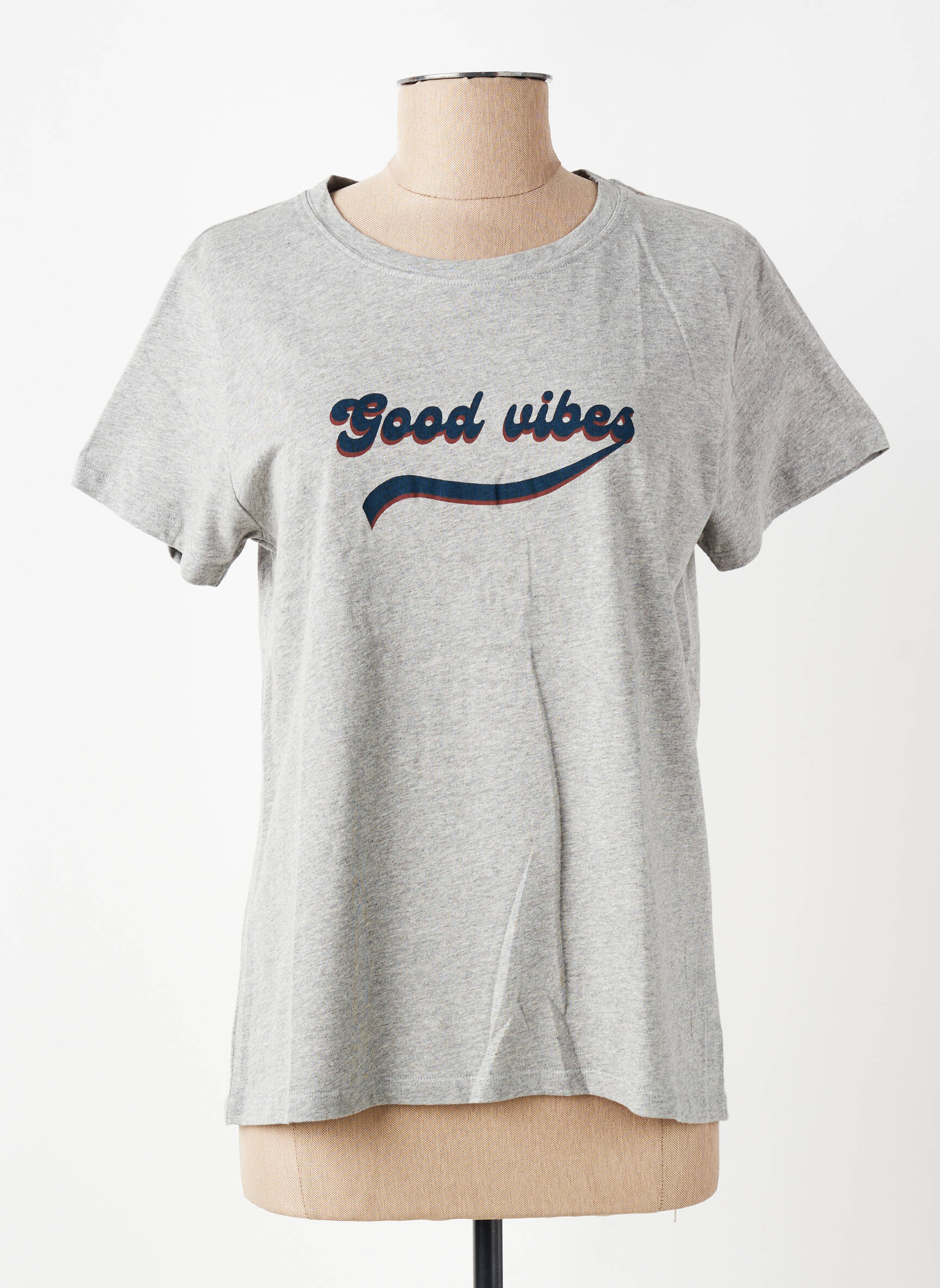 T-shirt sérigraphie manches courtes gris KANOPE femme