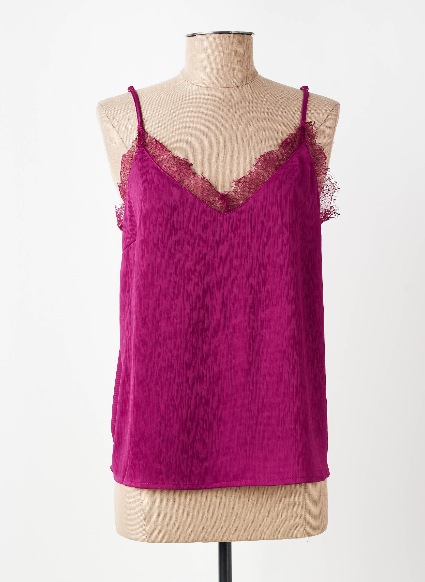 Top tissage crêpe fines bretelles violet MOLLY BRACKEN femme