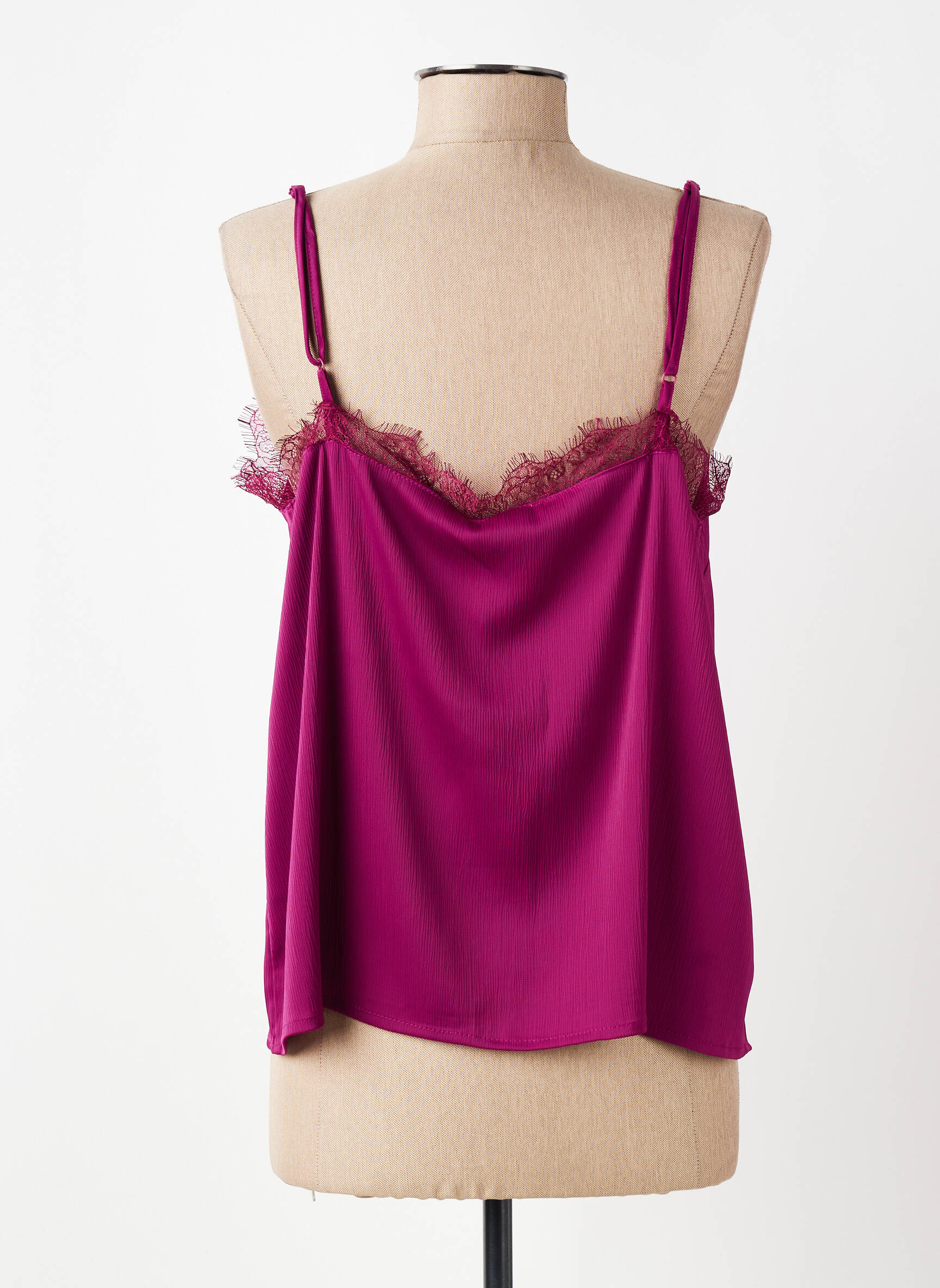 Top tissage crêpe fines bretelles violet MOLLY BRACKEN femme
