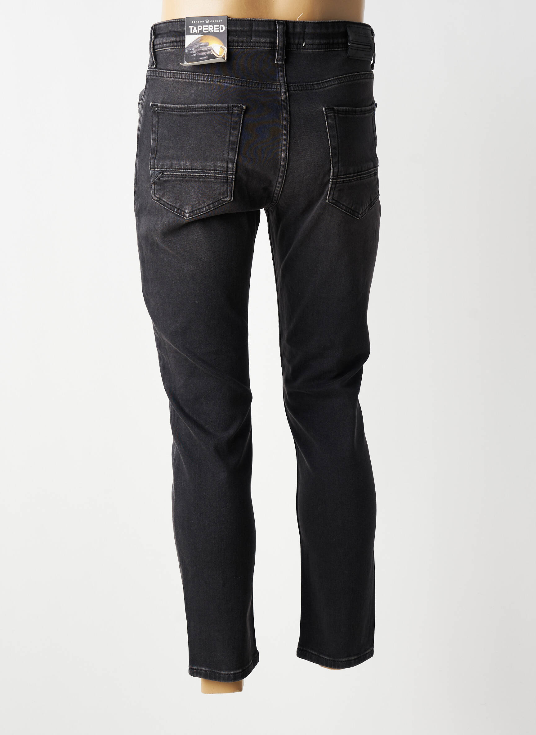 Jeans coupe slim fermeture boutonnée sur le devant taille normale gris BENSON & CHERRY homme