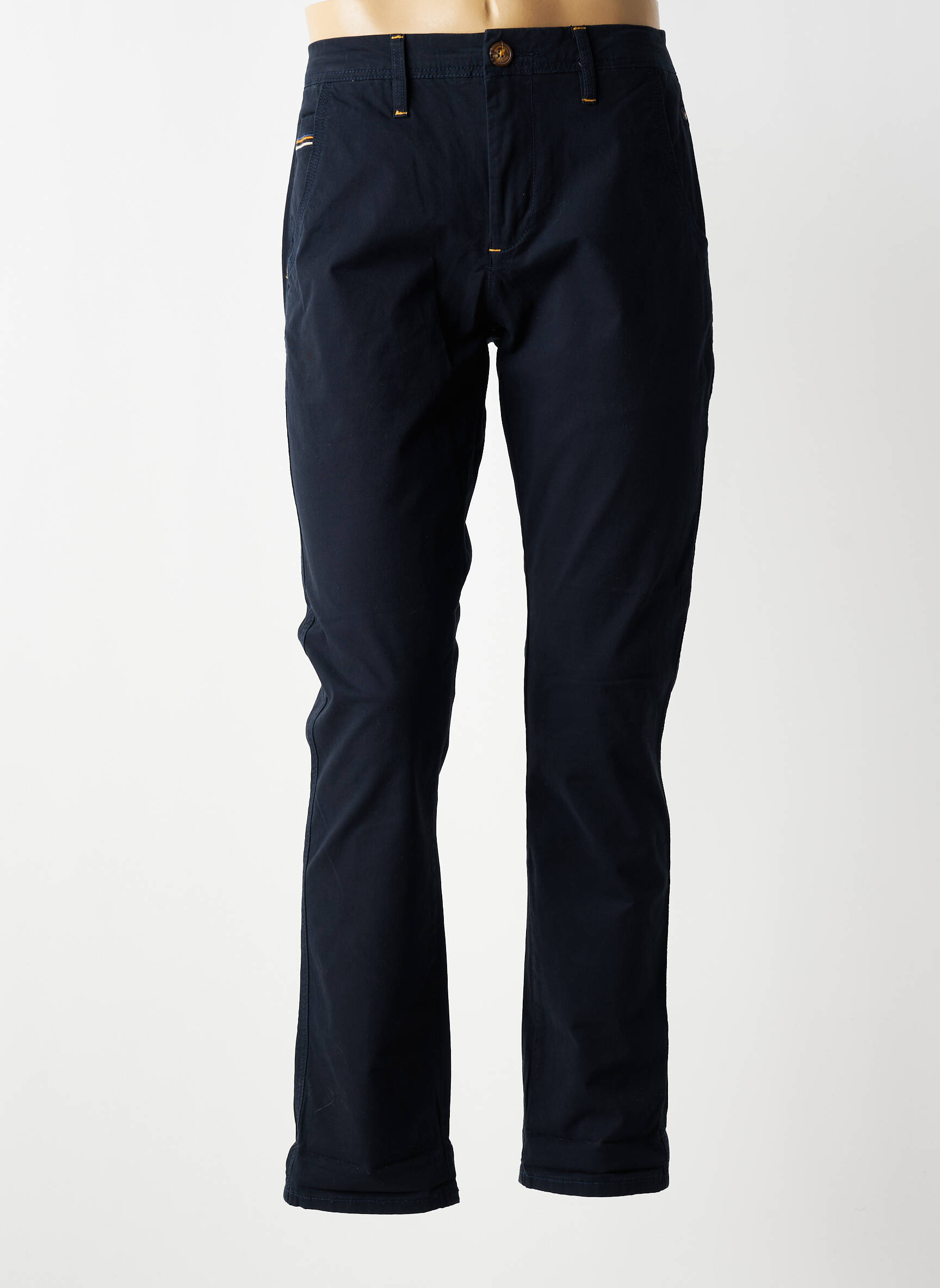 Pantalon chino tissage popeline taille normale bleu BENSON & CHERRY homme