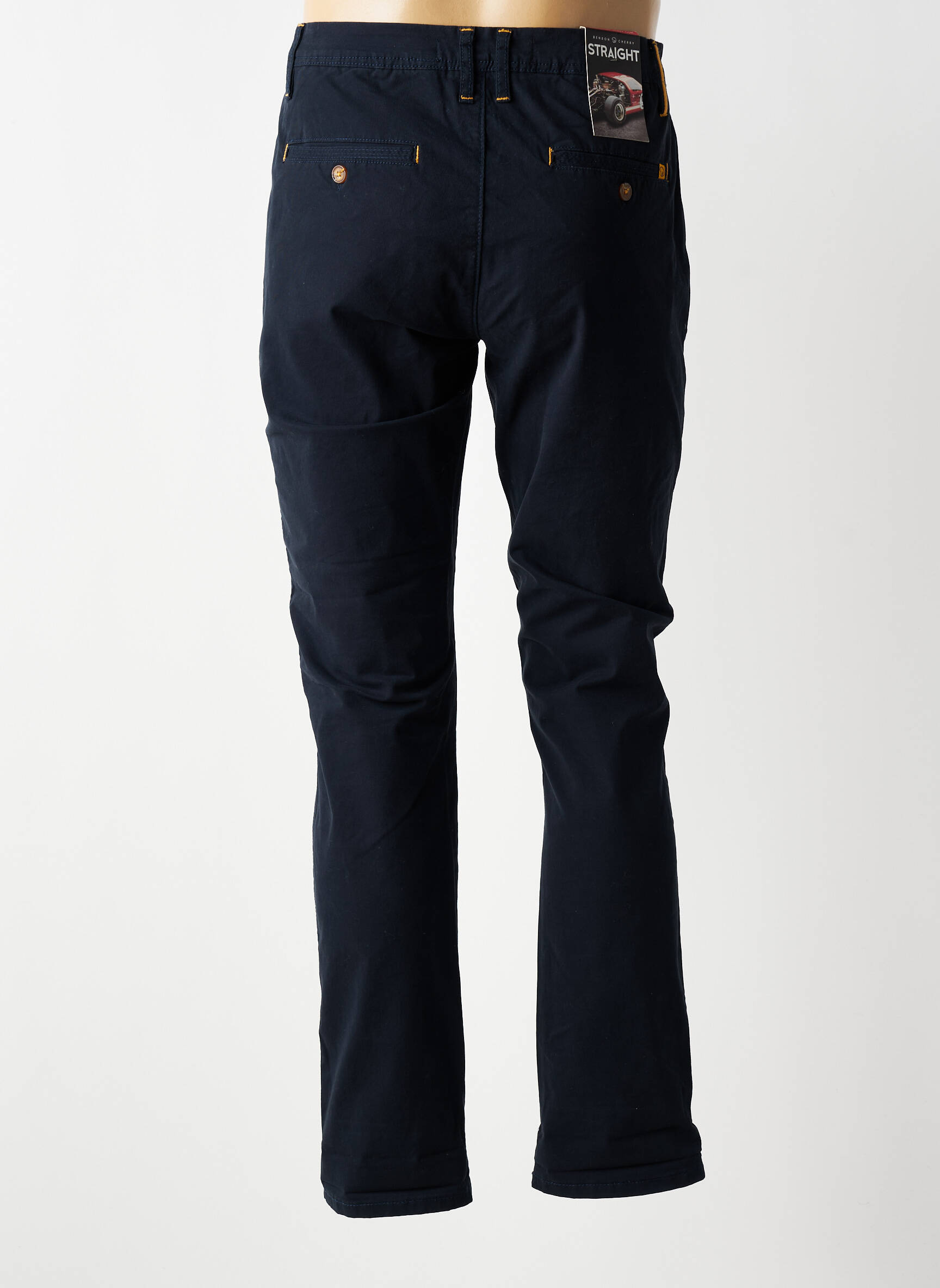 Pantalon chino tissage popeline taille normale bleu BENSON & CHERRY homme
