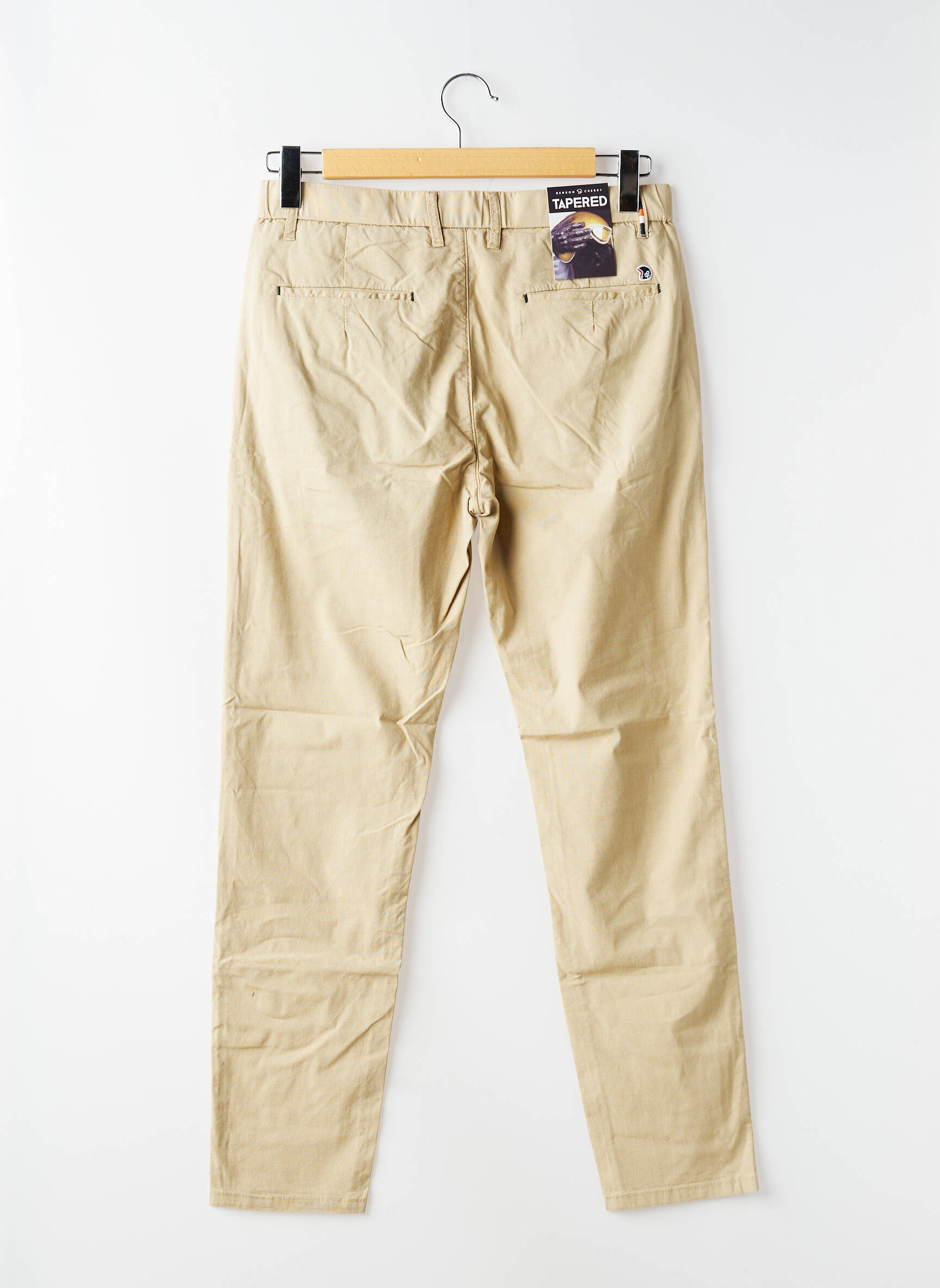 Pantalon chino tissage popeline taille normale beige BENSON & CHERRY homme