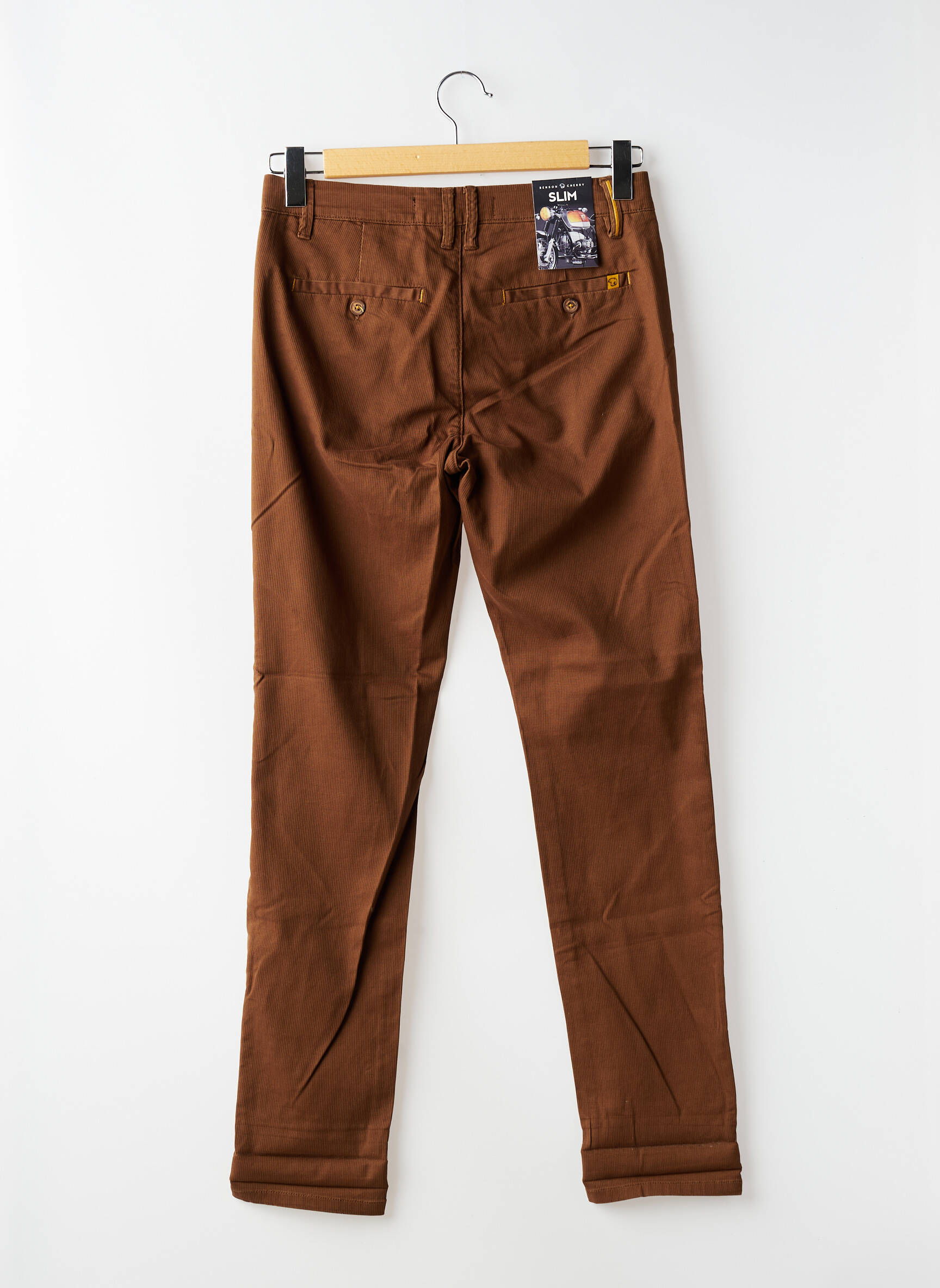 Pantalon chino stretch taille normale marron BENSON & CHERRY homme