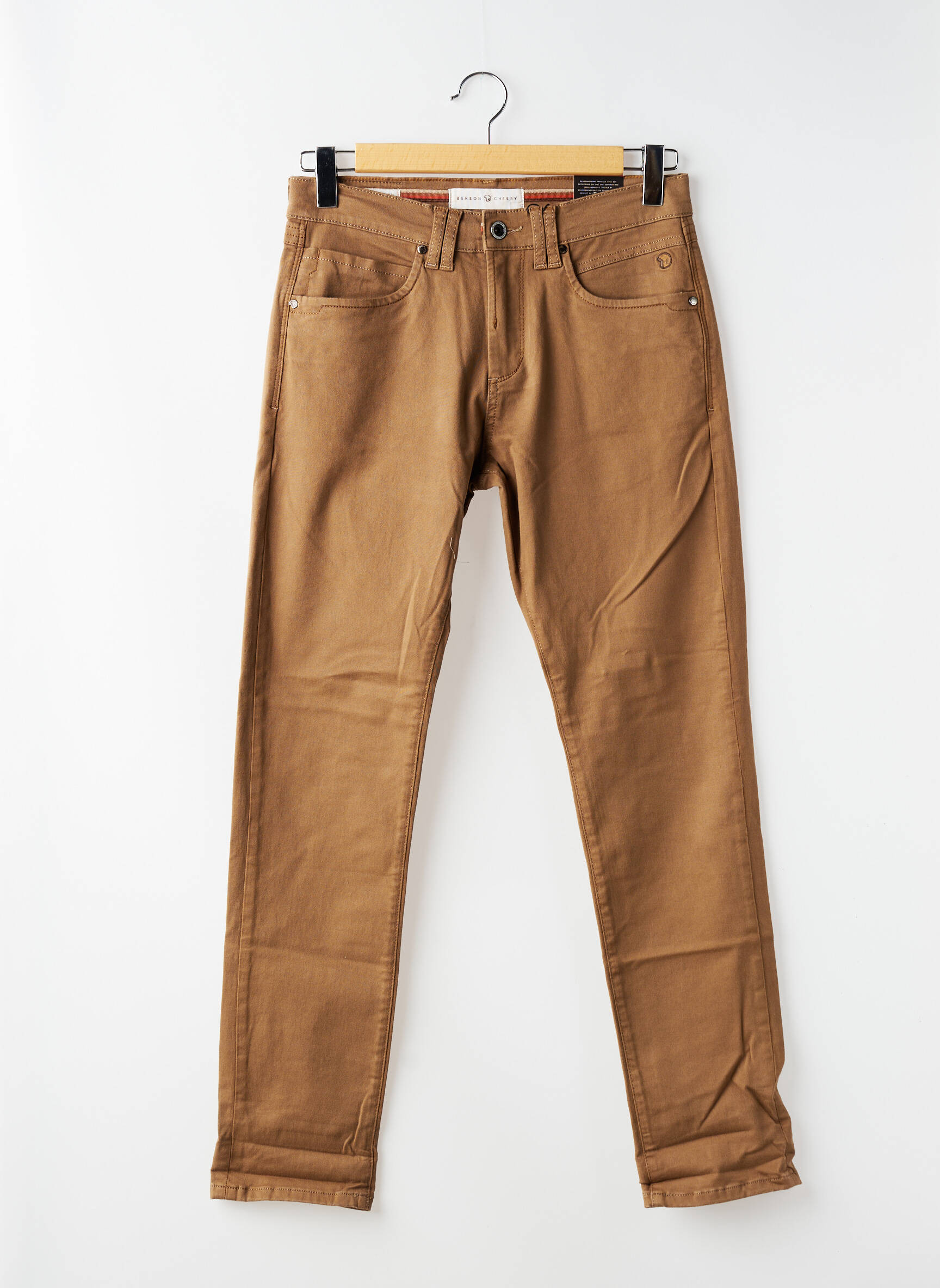 Pantalon slim stretch taille normale marron BENSON & CHERRY homme