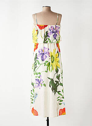Robe longue imprimé fleurs fines bretelles beige NUMPH femme