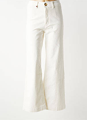 Pantalon flare taille normale taille normale blanc F.A.M. femme