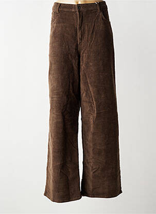 Pantalon droit fermeture zippée sous rabat boutonné taille normale marron ONLY CARMAKOMA femme