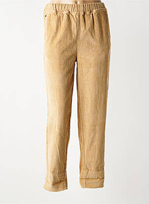 Pantalon droit taille élastique marron F.A.M. femme
