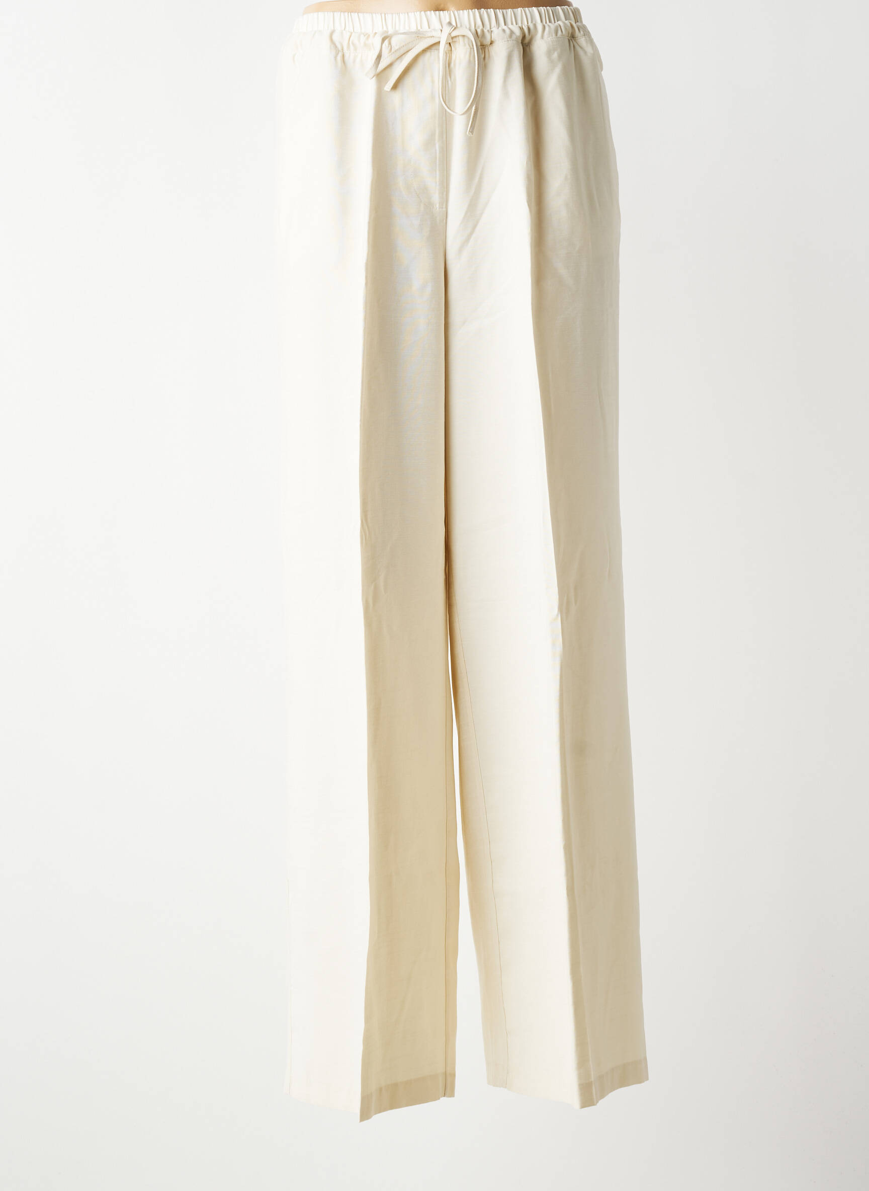 Pantalon droit taille élastique taille normale beige YAYA femme